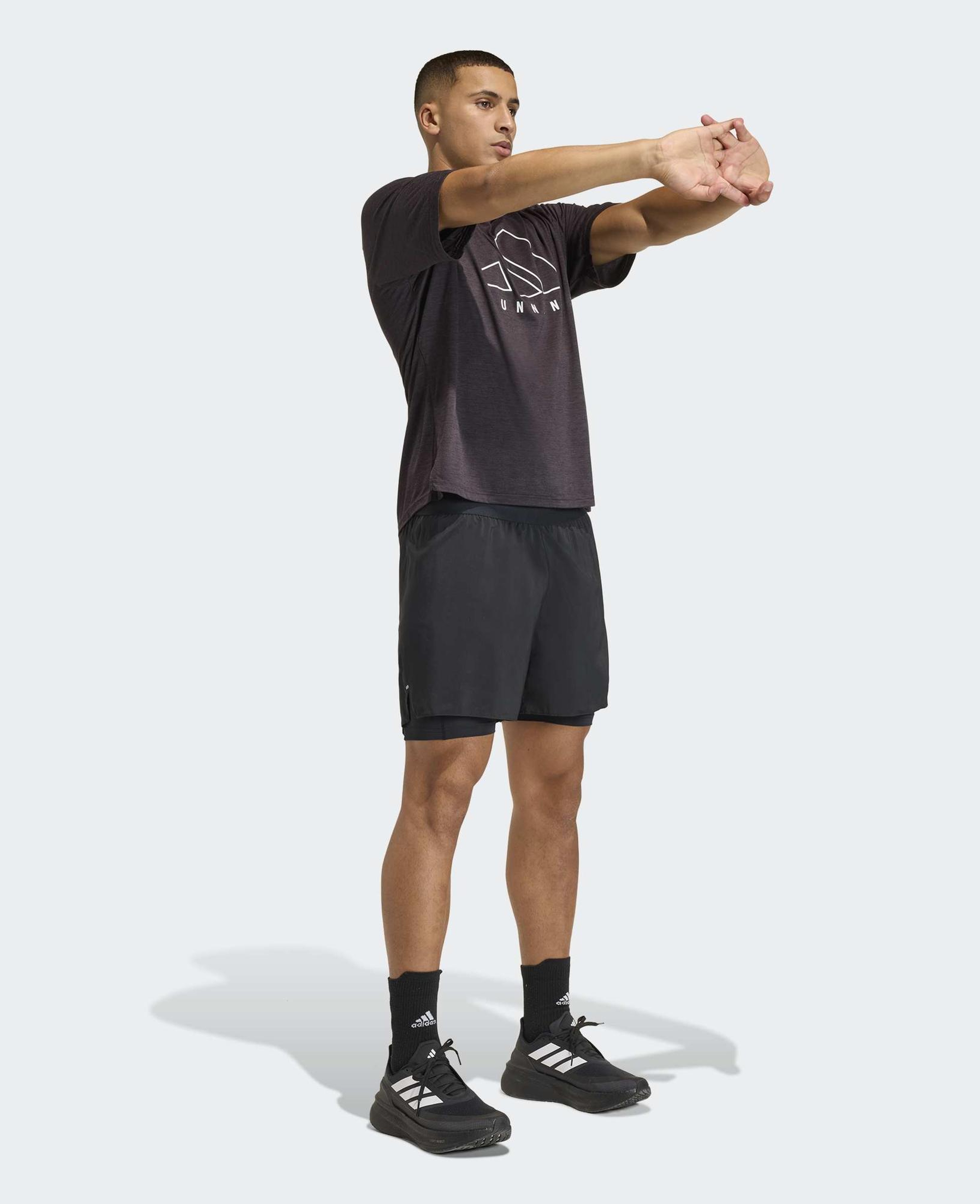 adidas Adi365 Running Essentials 2in1 Erkek Siyah Koşu Şortu