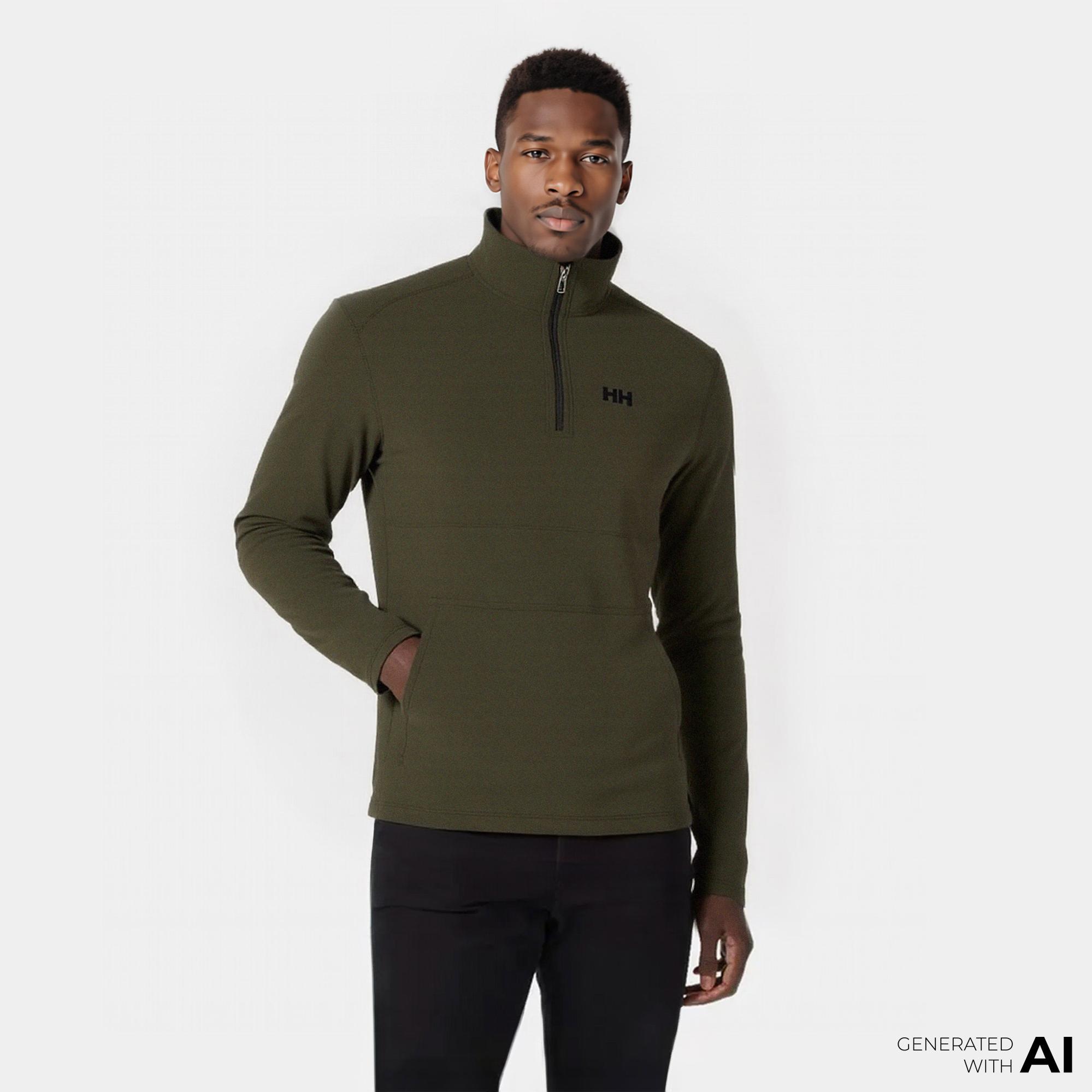 Helly Hansen Light Half Zip Erkek Haki Dik Yaka Sweatshirt