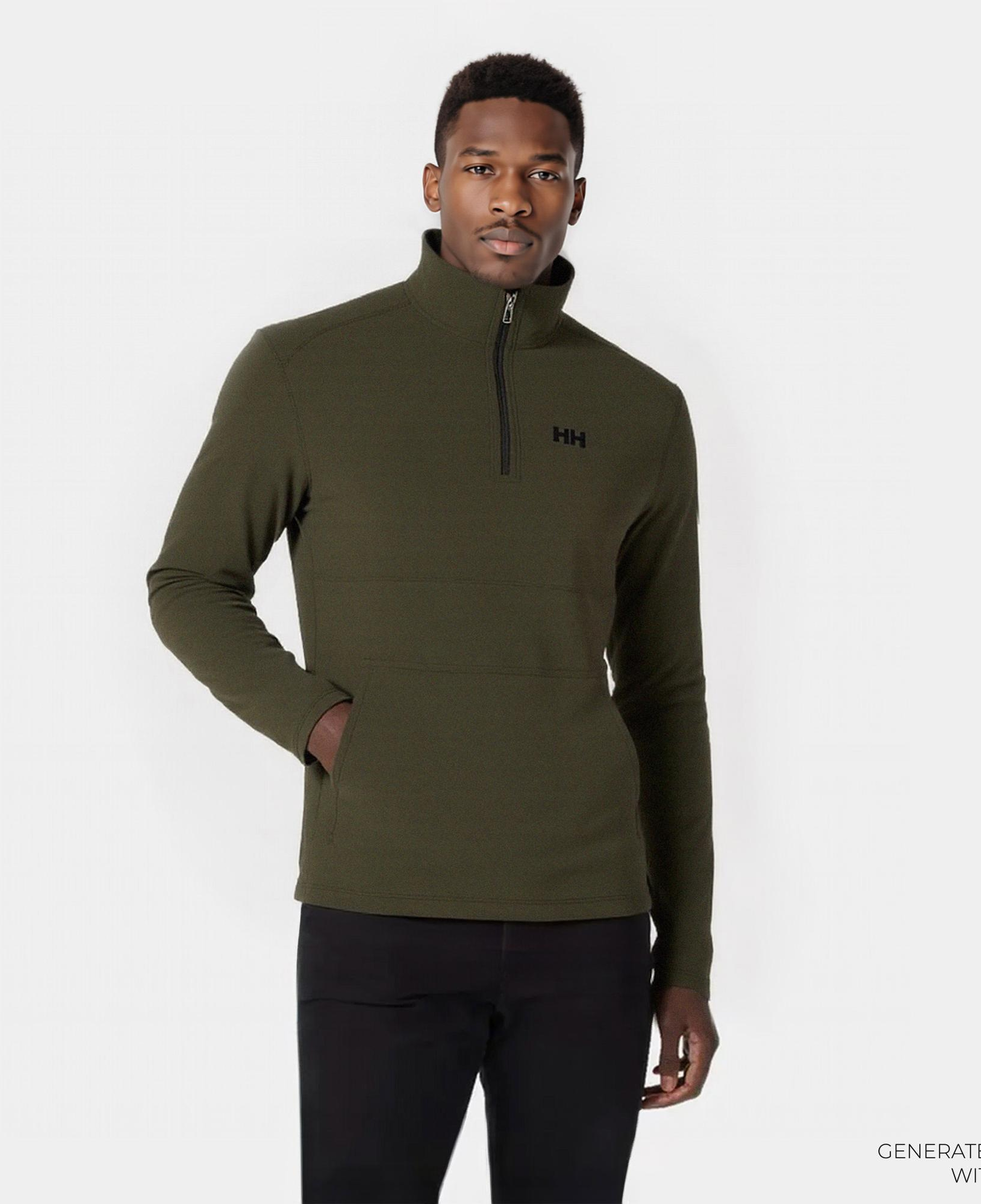 Helly Hansen Light Half Zip Erkek Haki Dik Yaka Sweatshirt
