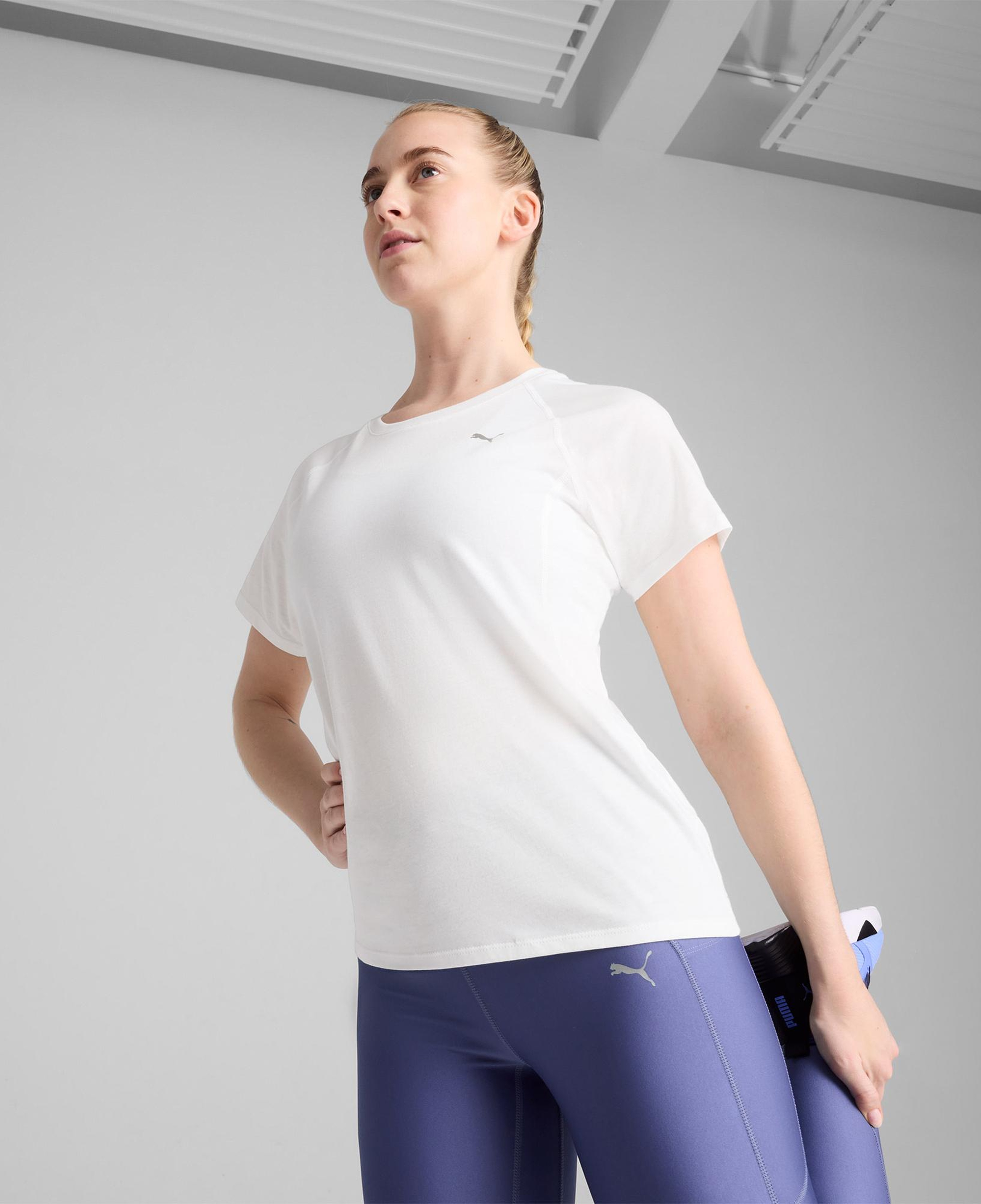 Puma Run Velocity Tri-Blend Kadın Beyaz Koşu T-Shirt