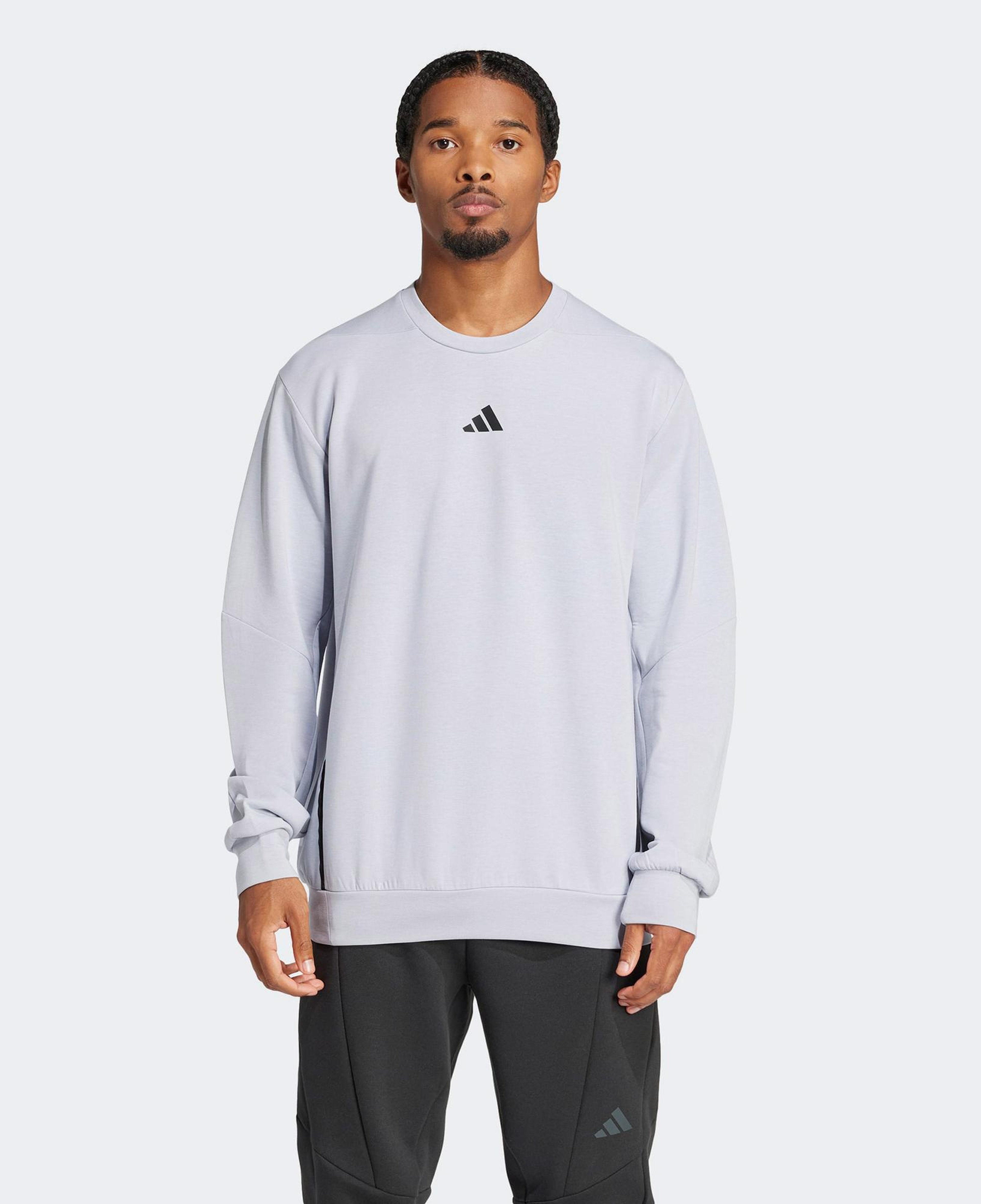 adidas Designed For Training Crew Erkek Gri Antrenman Sweatshirt