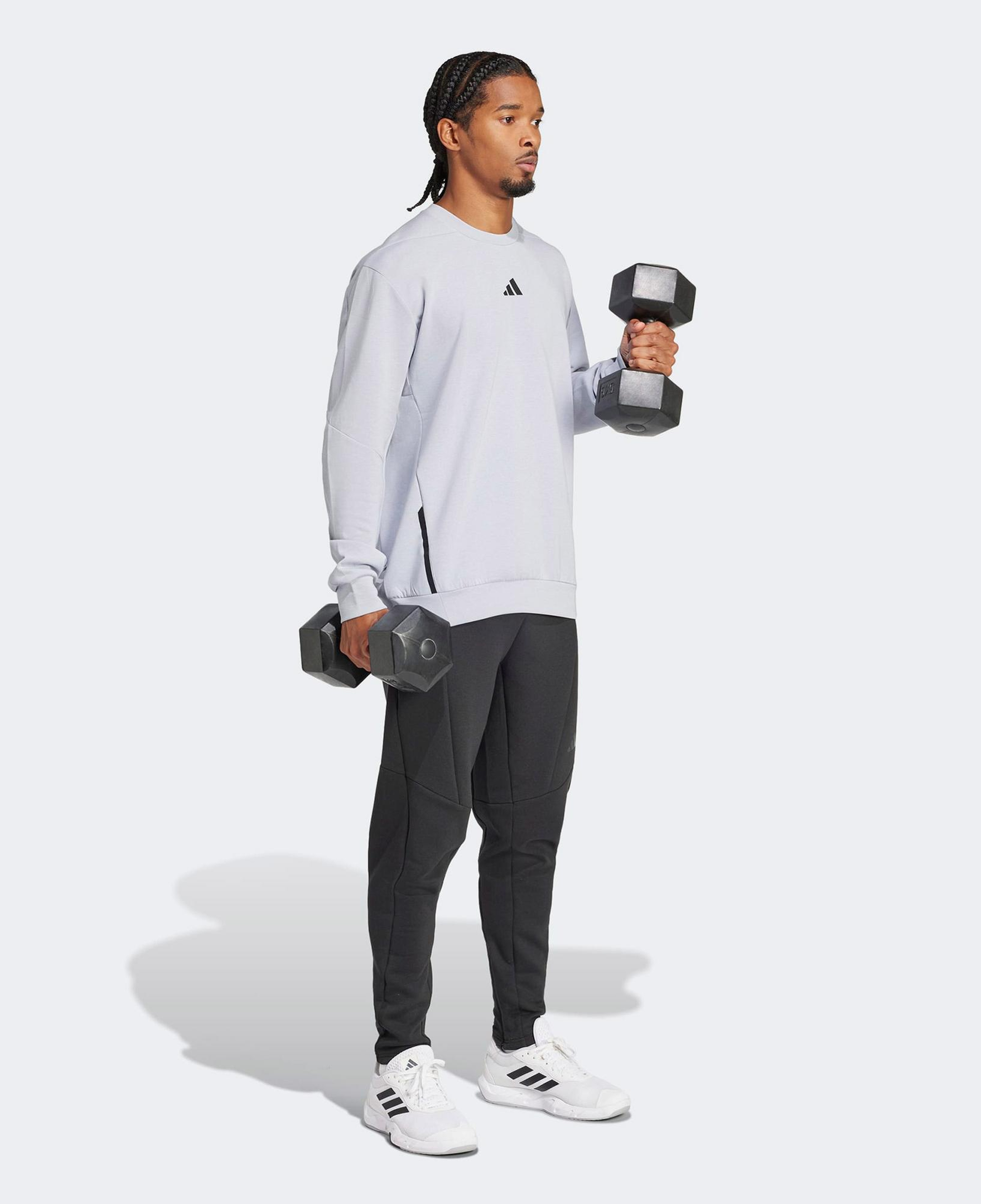 adidas Designed For Training Crew Erkek Gri Antrenman Sweatshirt