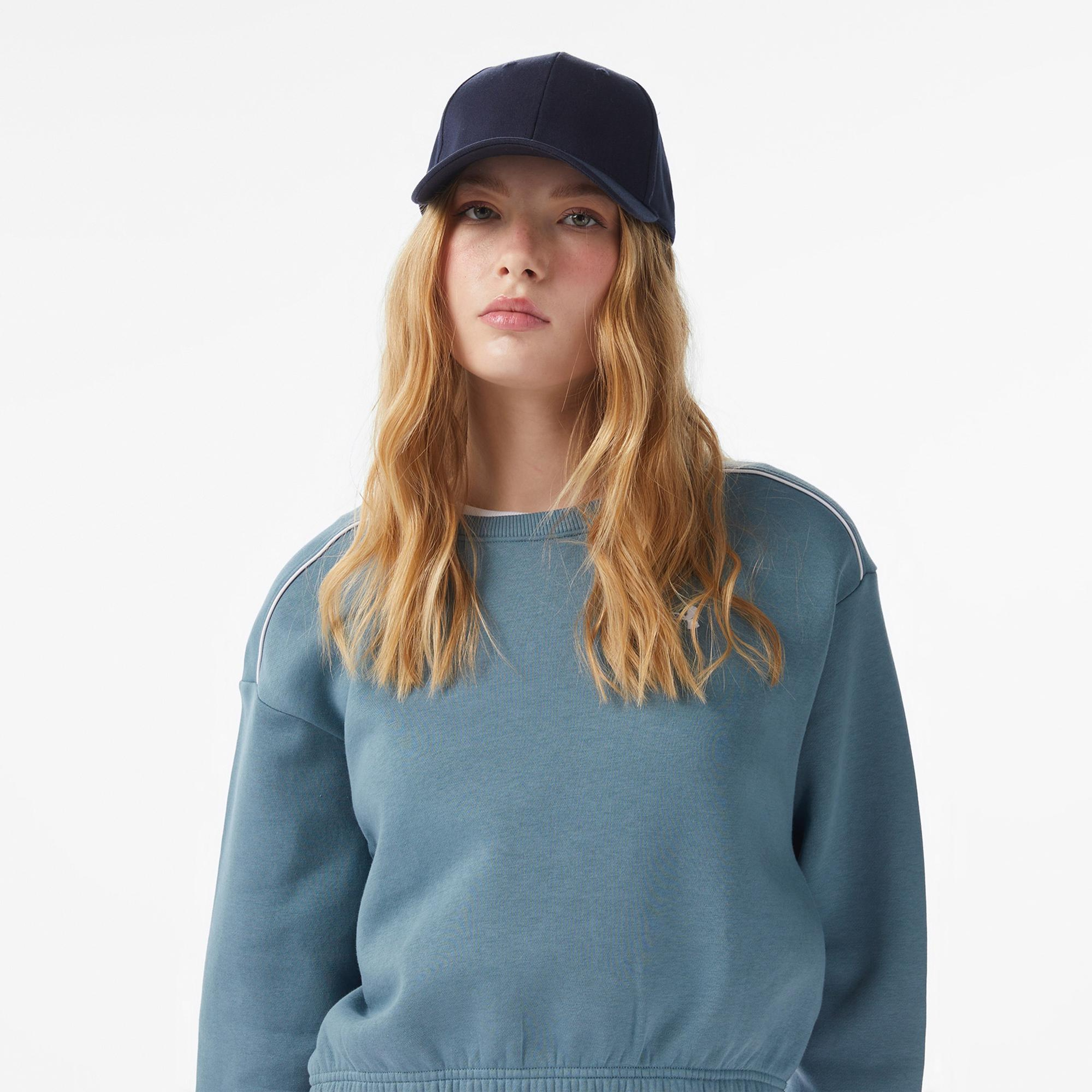 Under Armour Rial Fleece Piped Crew Kadın Mavi Sweatshirt