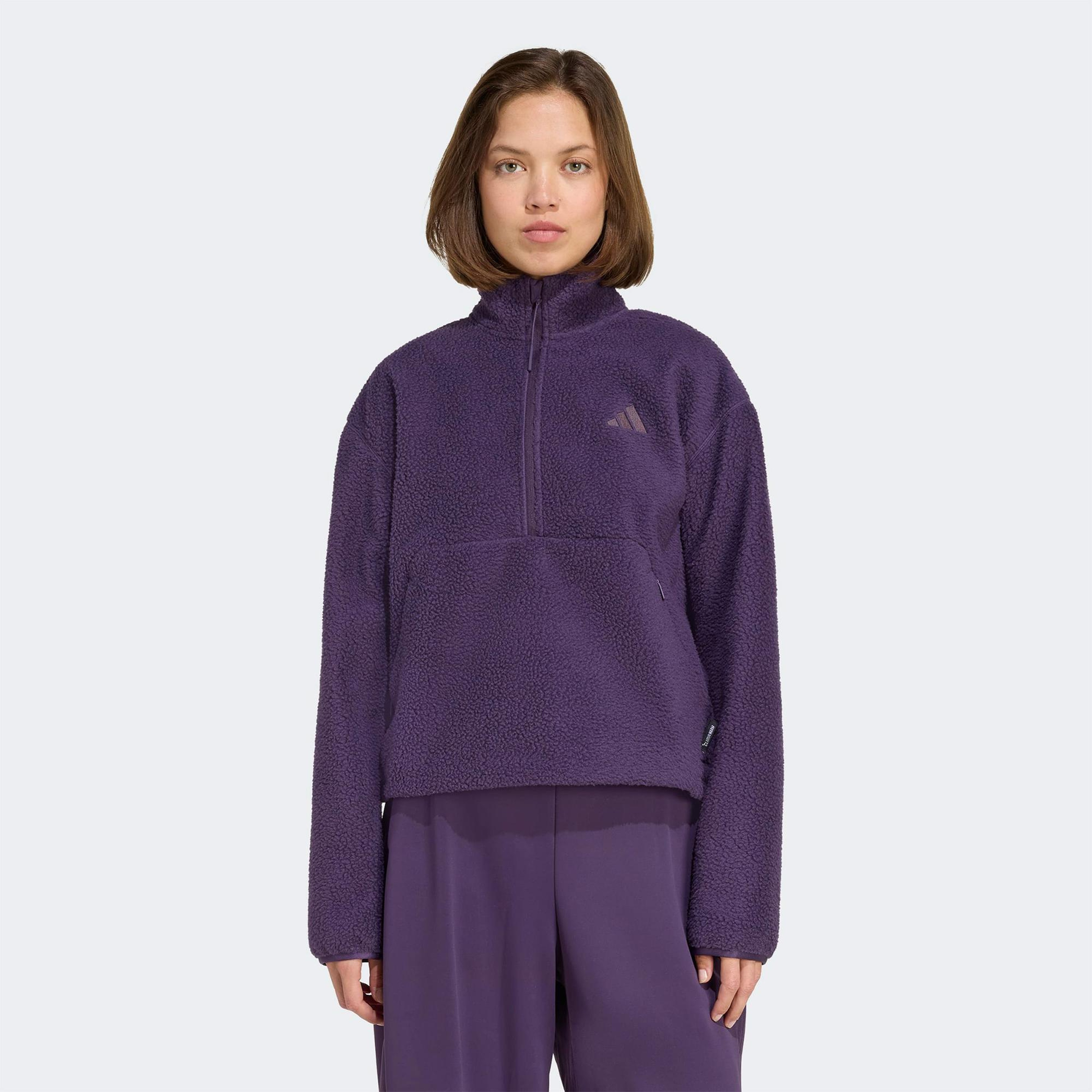 adidas City Tech High Pile Fleece Half Zip Kadın Mor Polar