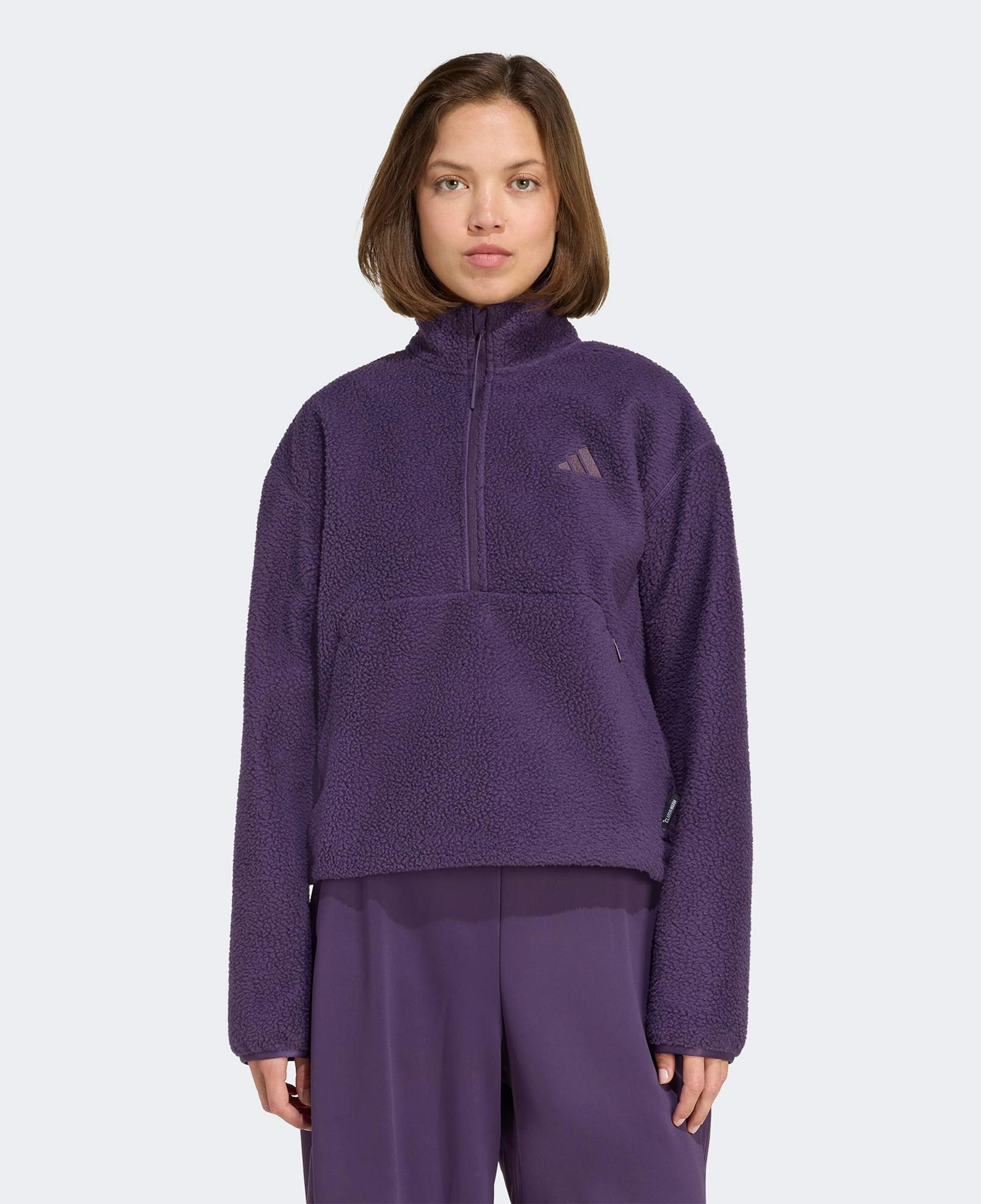 adidas City Tech High Pile Fleece Half Zip Kadın Mor Polar