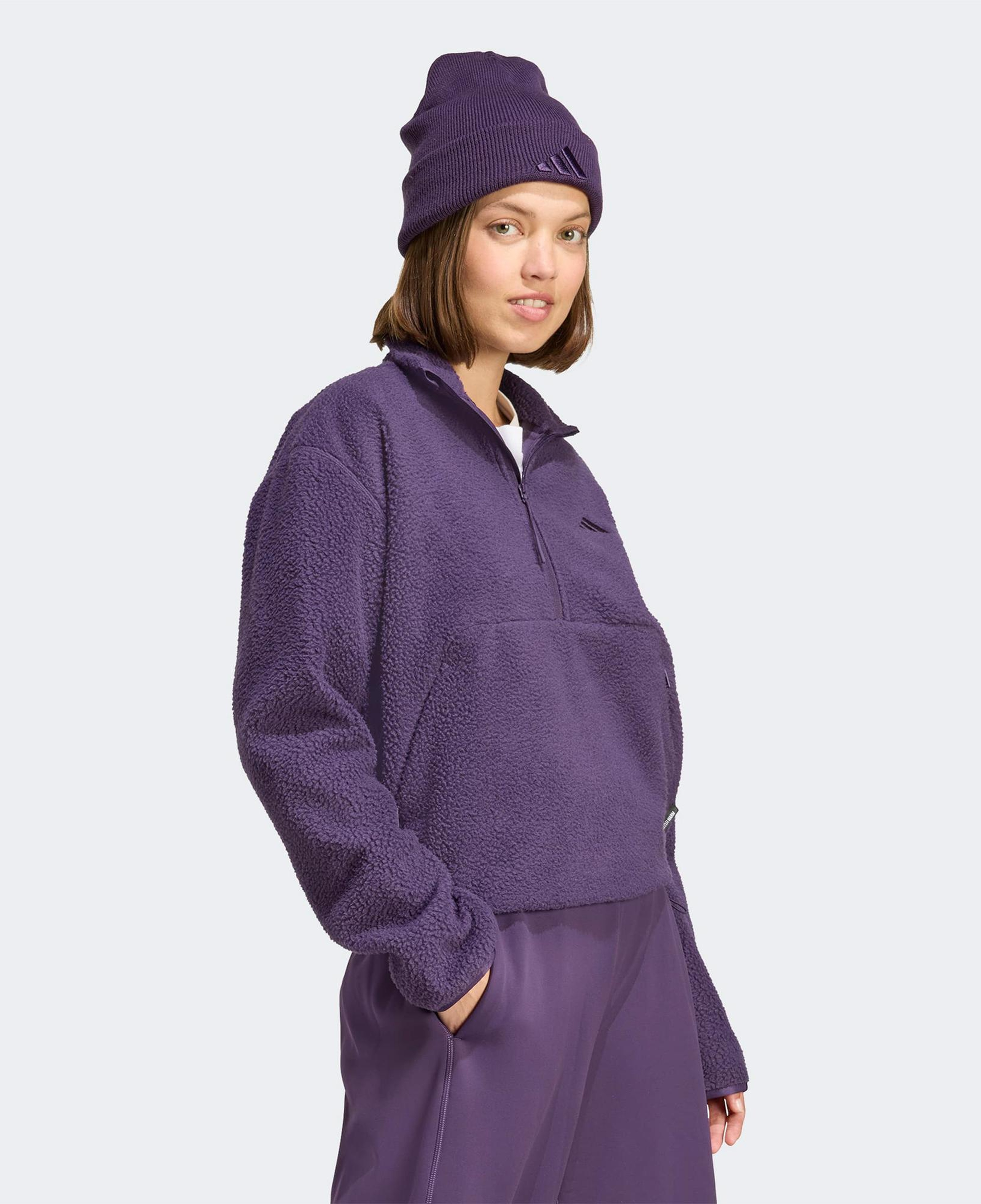 adidas City Tech High Pile Fleece Half Zip Kadın Mor Polar