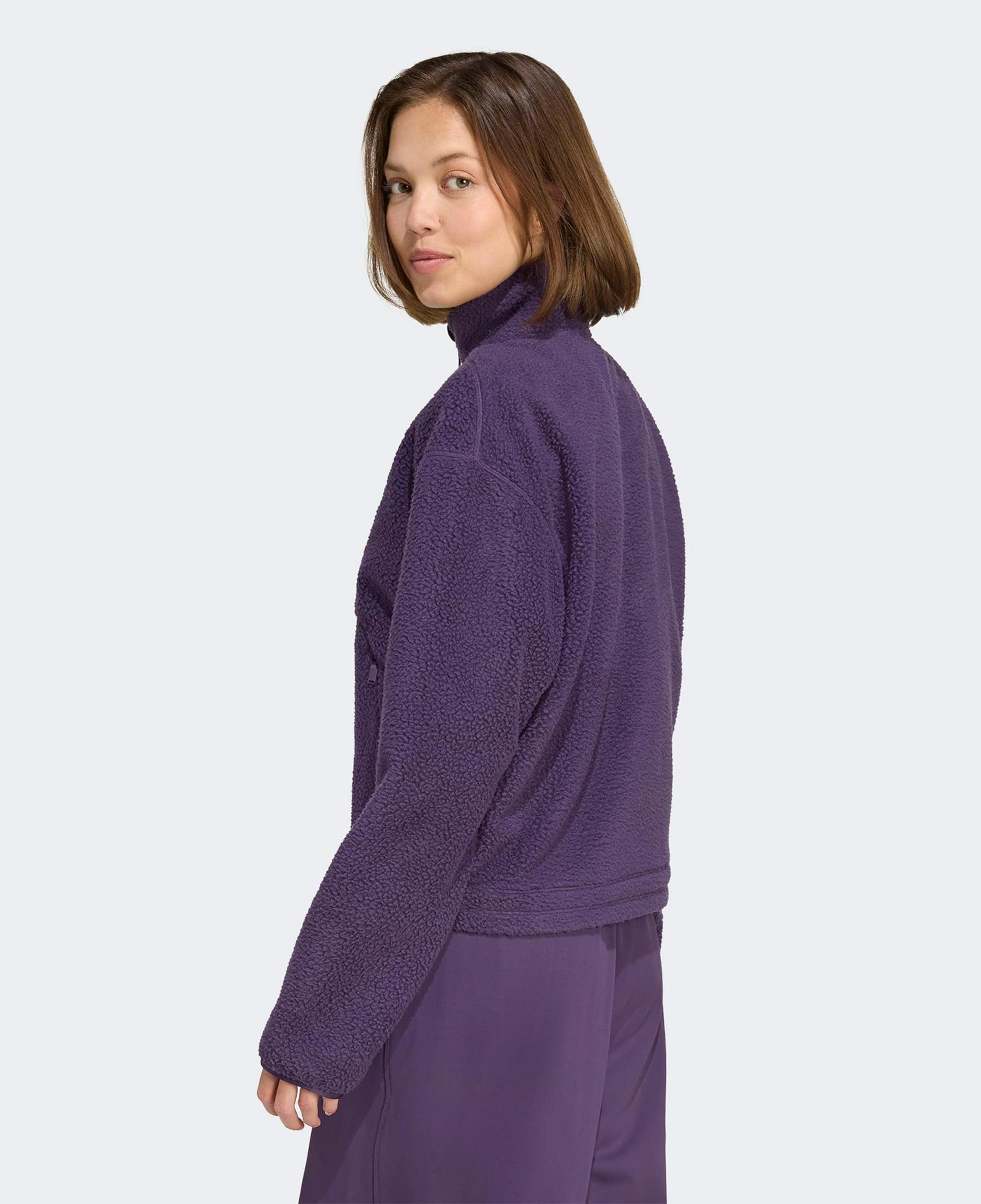 adidas City Tech High Pile Fleece Half Zip Kadın Mor Polar