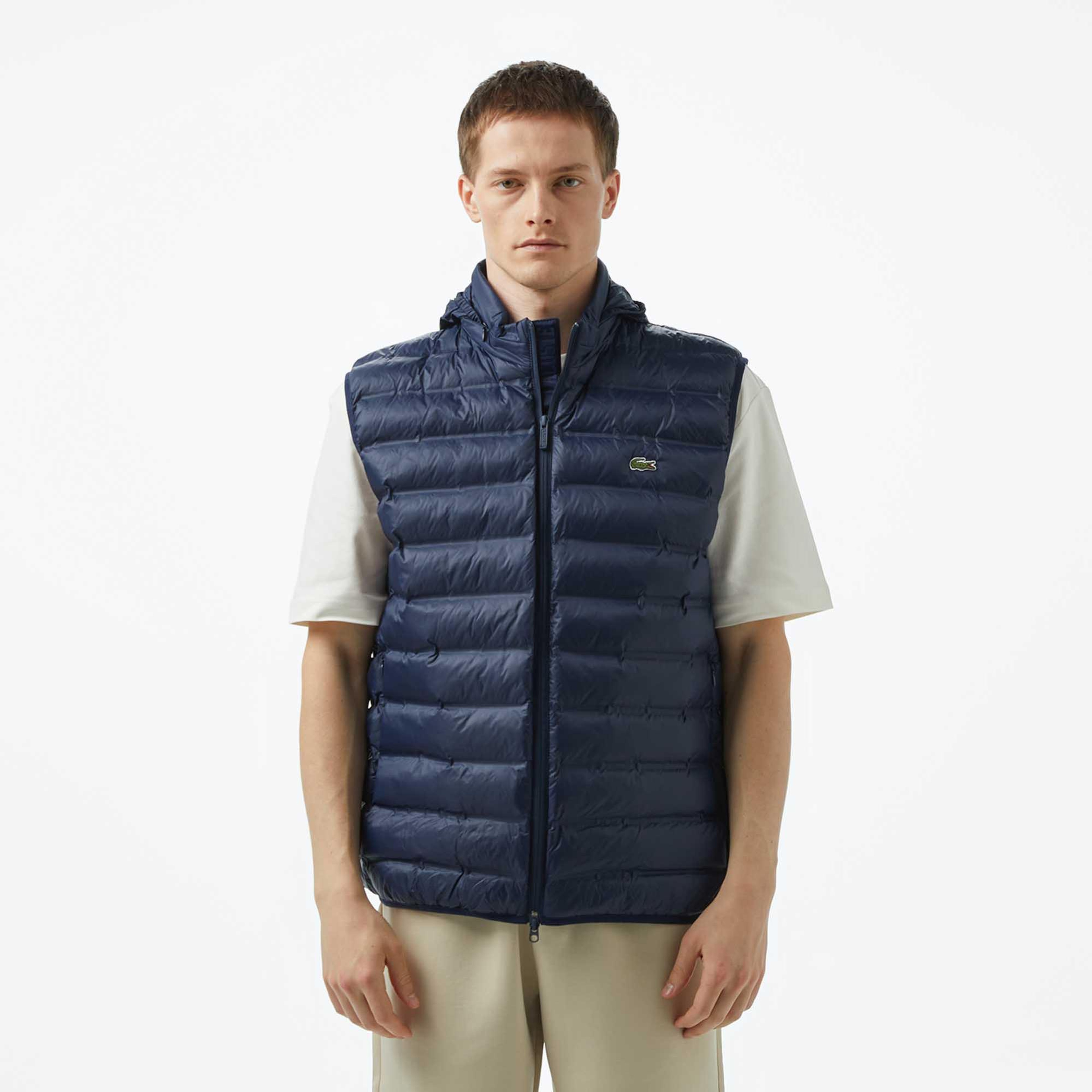 Lacoste Erkek Slim Fit Kapüşonlu Lacivert Yelek