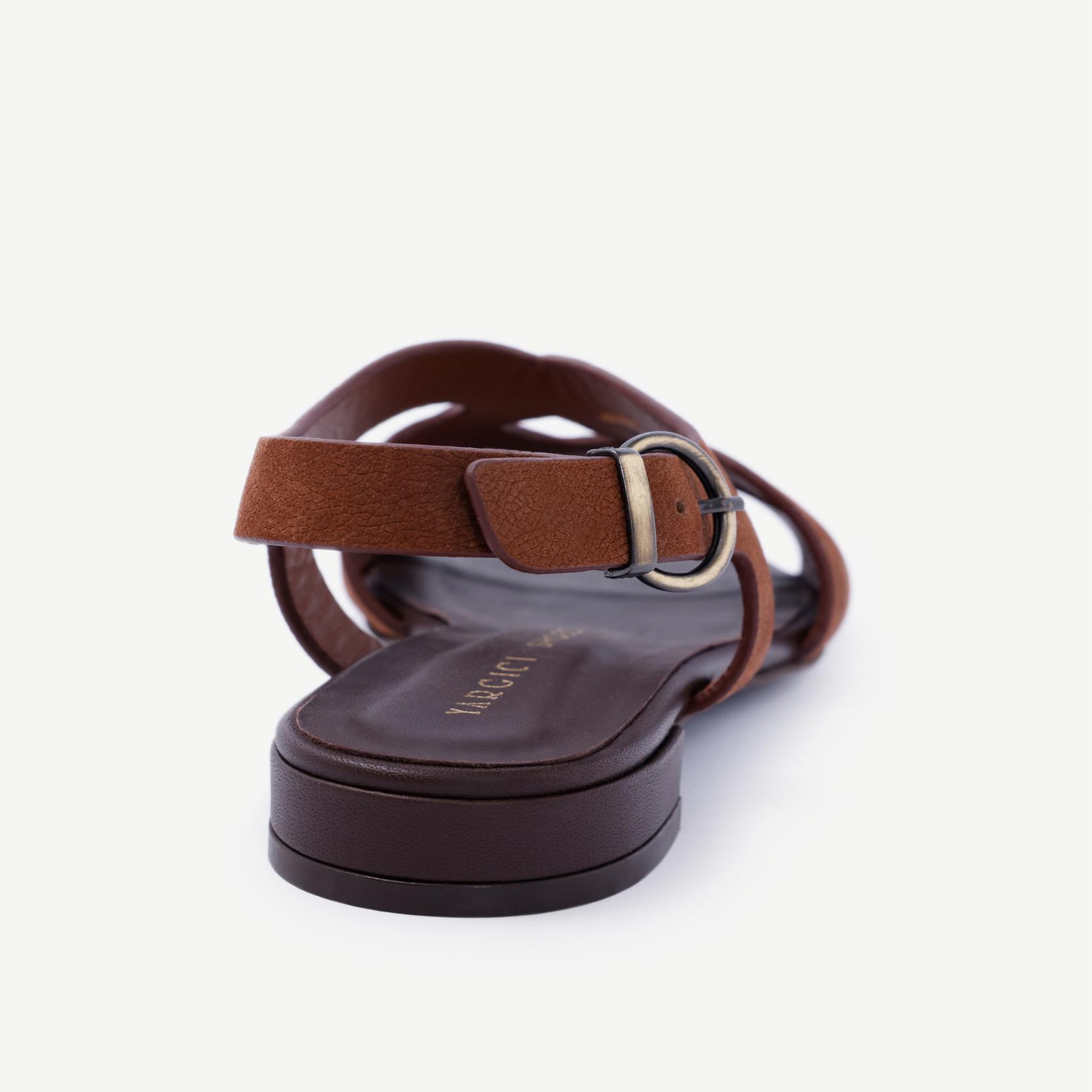 YARGICI Çapraz Bant Detaylı Deri Sandalet