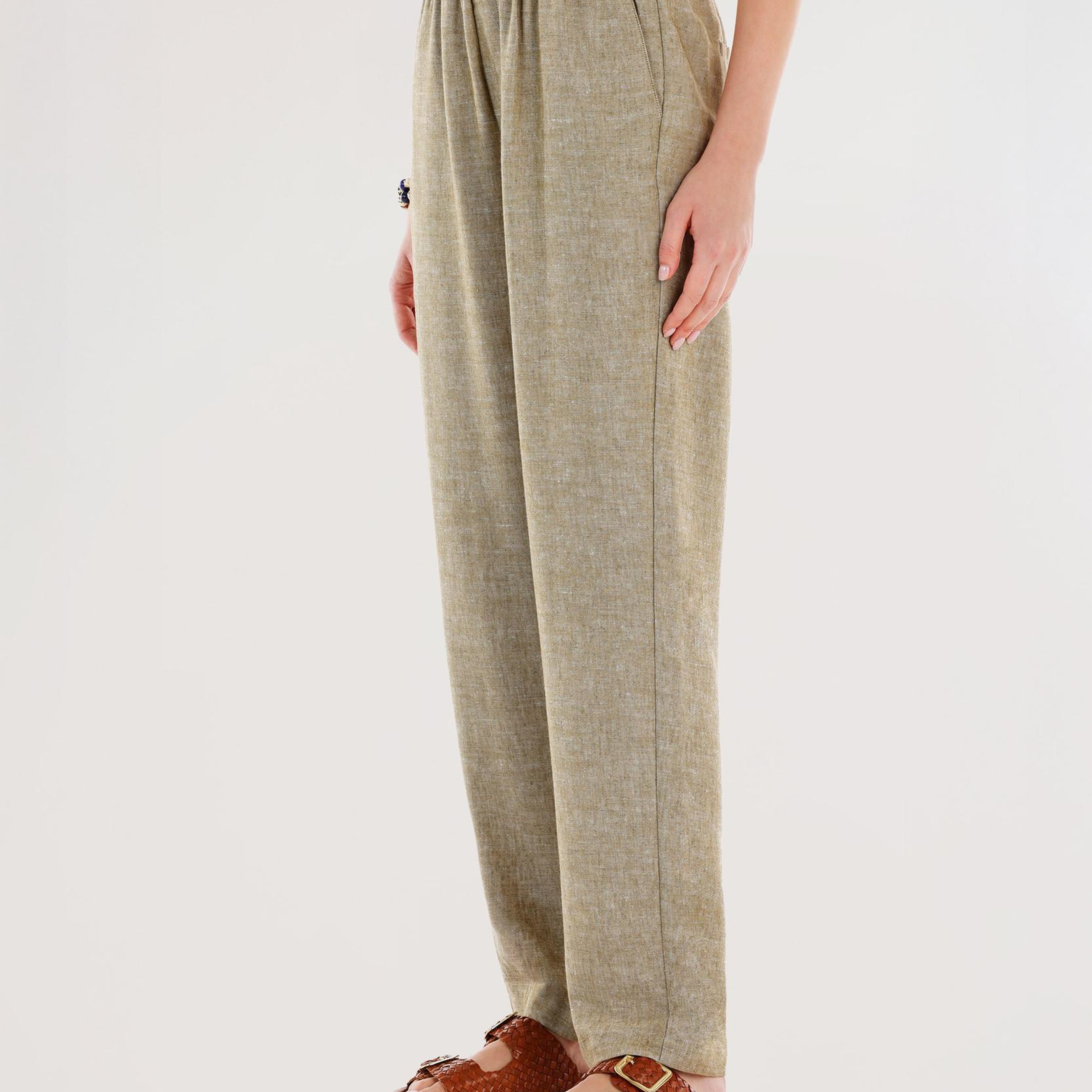 YARGICI Beli Lastikli Düz Kesim Pantolon