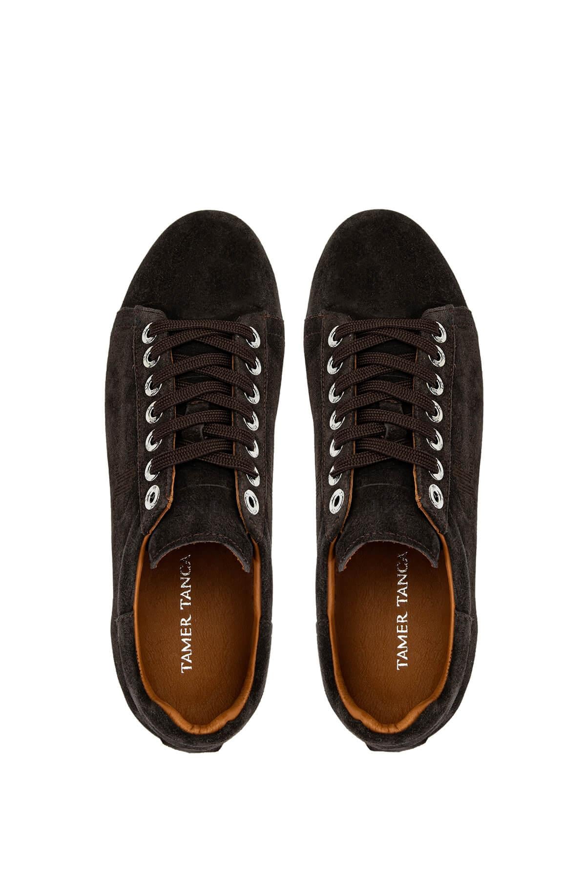 Tamer Tanca Erkek Hakiki Deri Kahverengi Süet Sneakers & Spor Ayakkabı