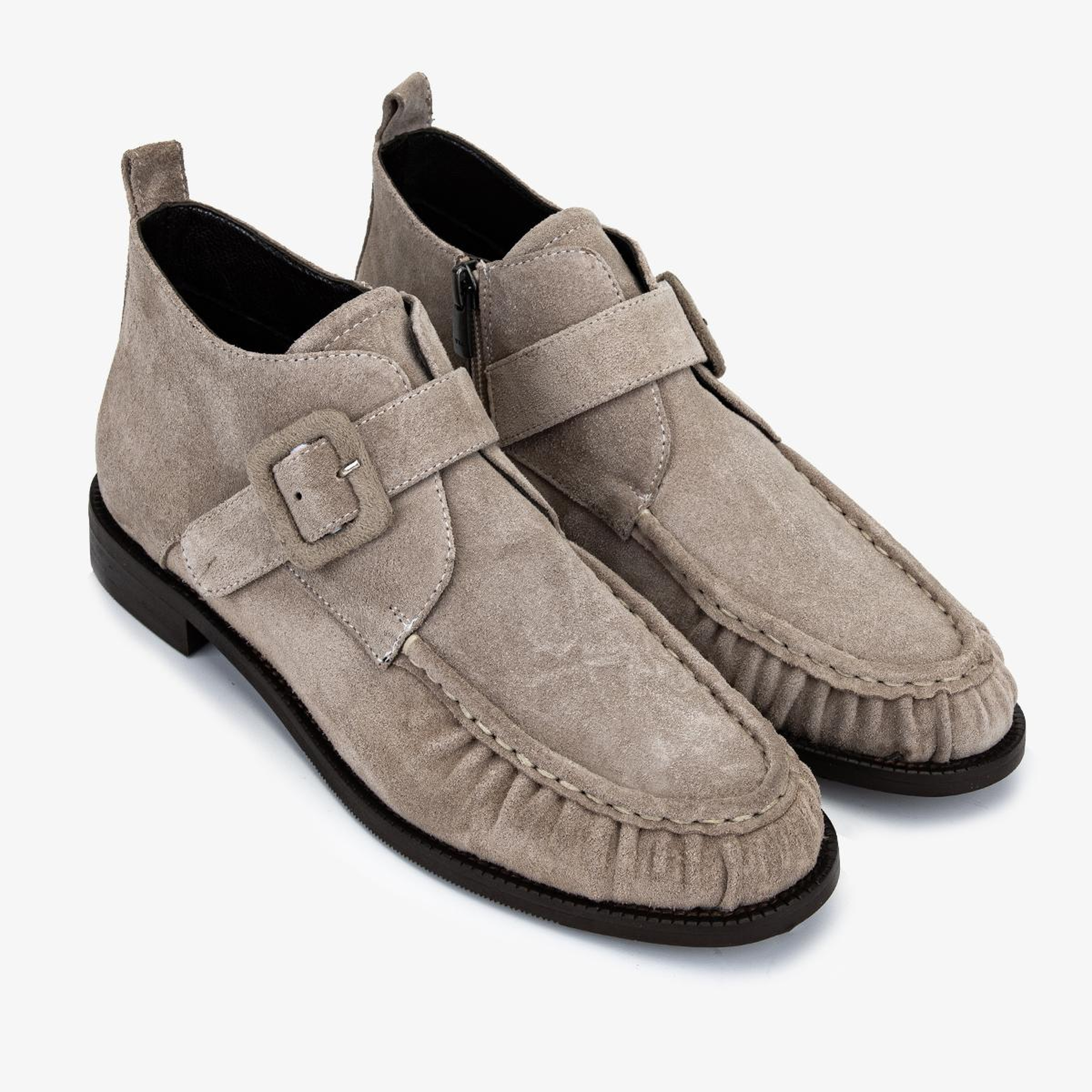 Valmenti Kadın Hakiki Deri Bej Süet Düz Bot