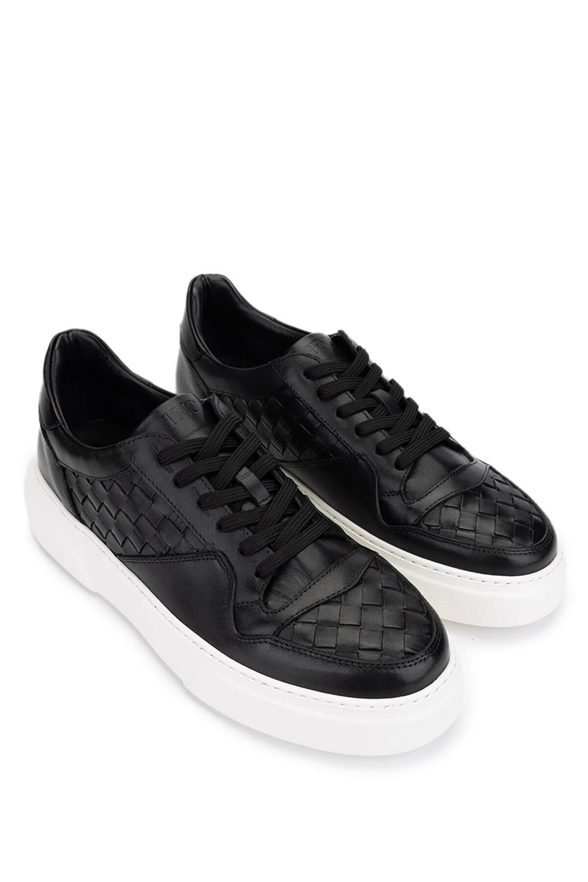 Tamer Tanca Erkek Hakiki Deri Siyah Sneakers & Spor Ayakkabı