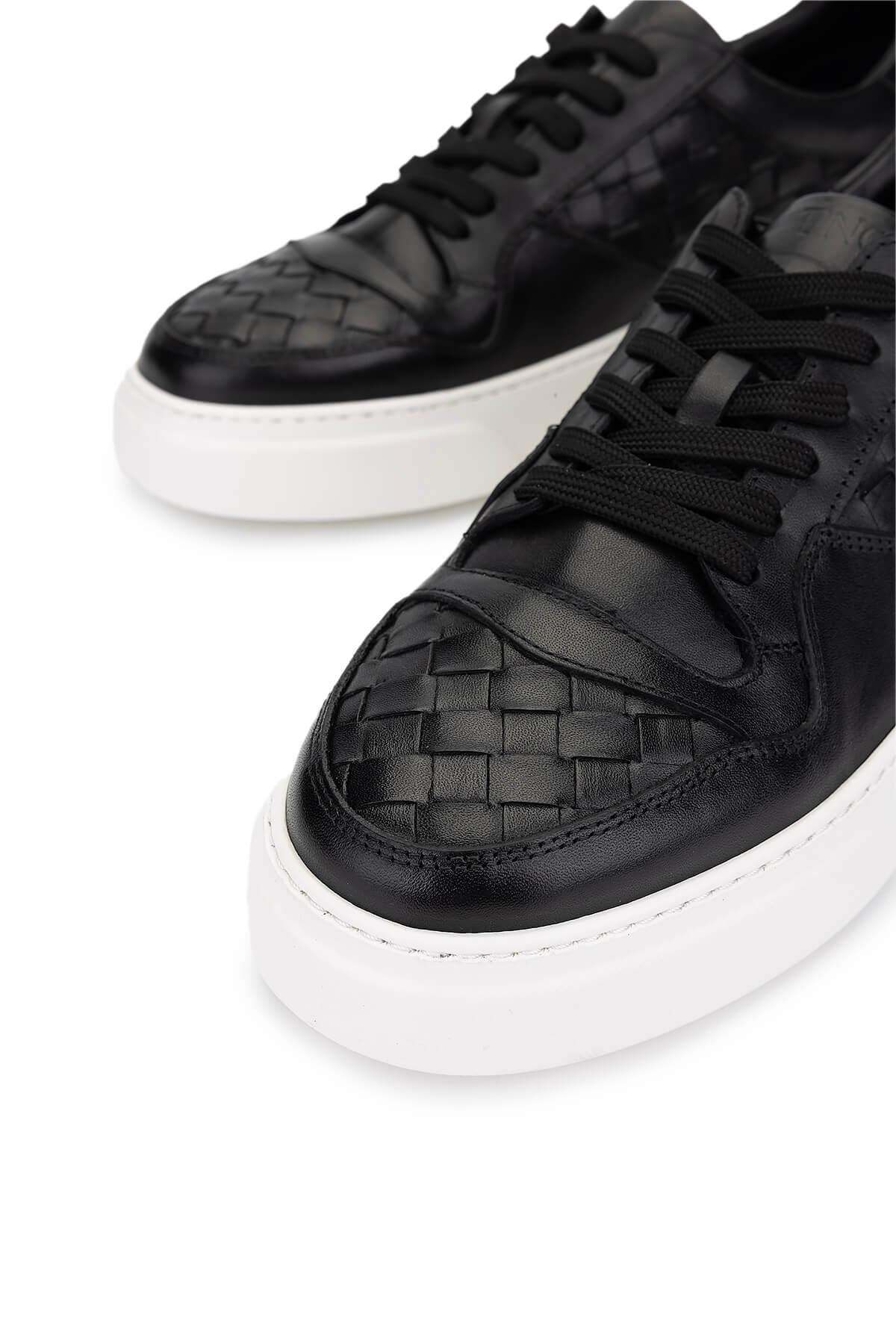 Tamer Tanca Erkek Hakiki Deri Siyah Sneakers & Spor Ayakkabı