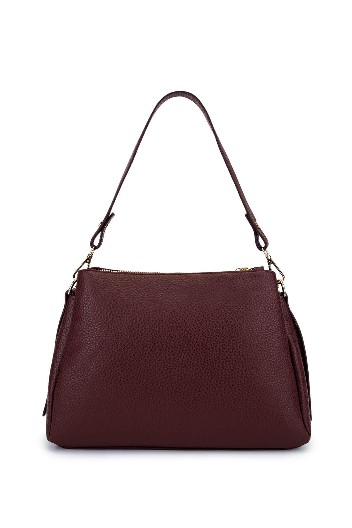 Tamer Tanca Kadın Suni Deri Bordo Kol Çantası