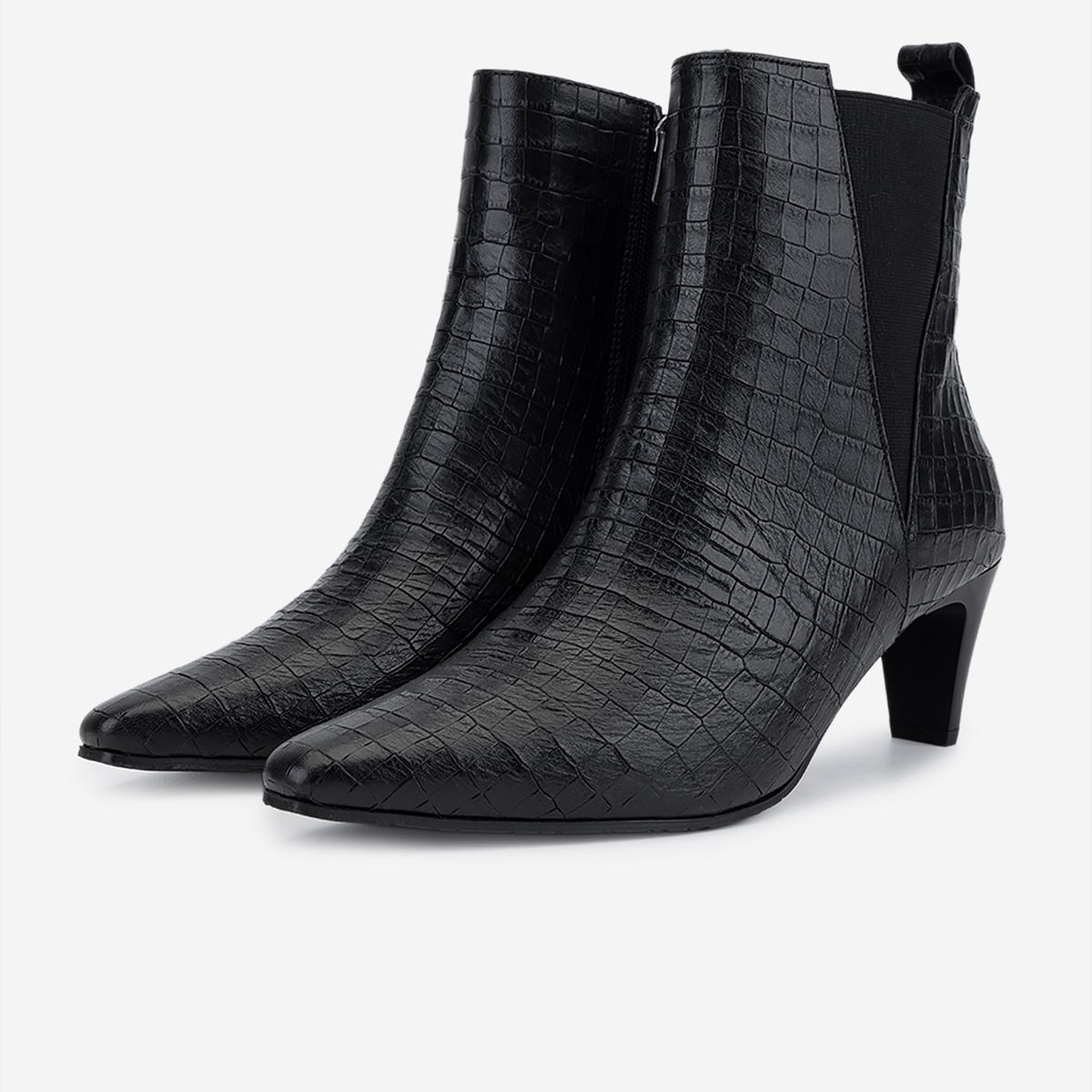 Valmenti Kadın Hakiki Deri Siyah Kroko Topuklu Bot