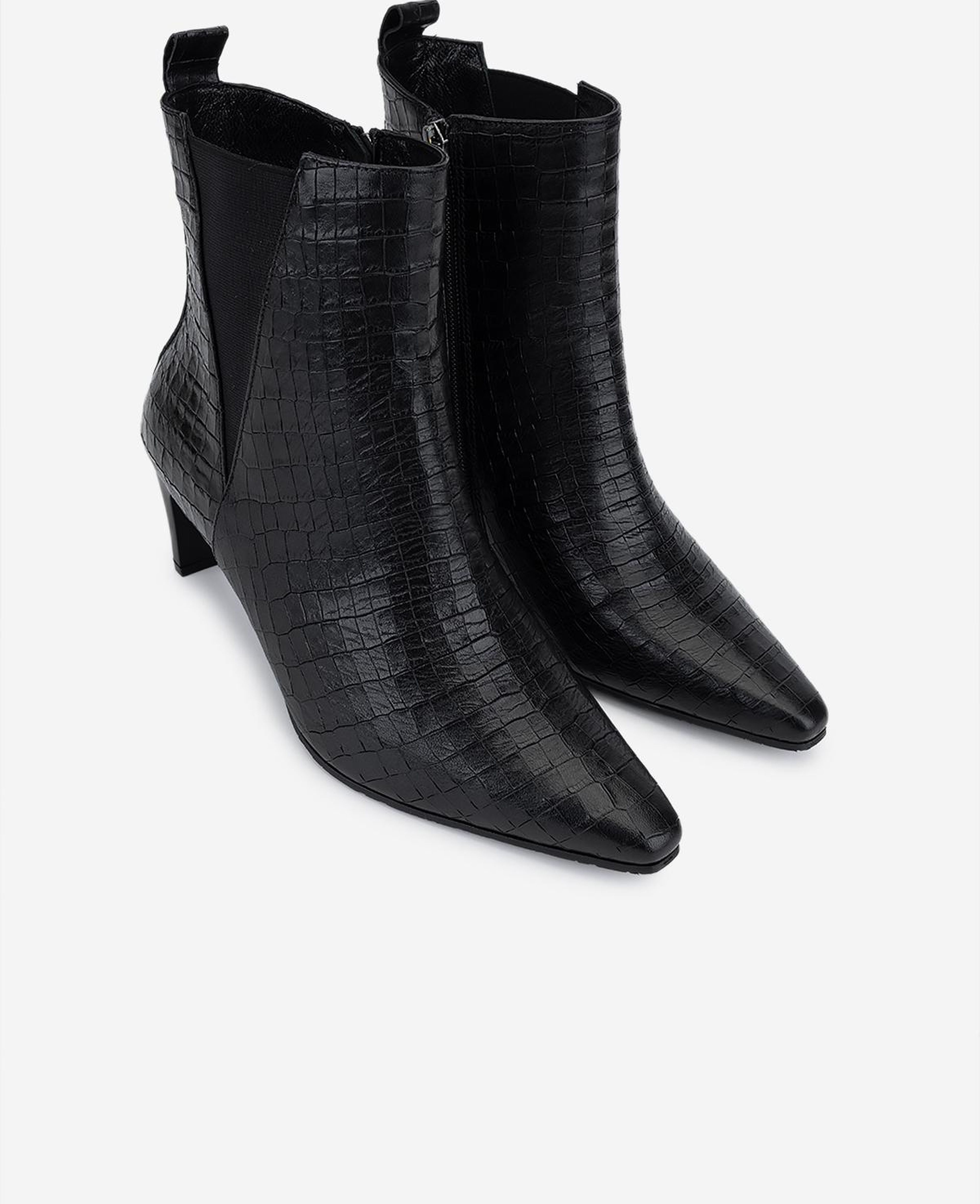 Valmenti Kadın Hakiki Deri Siyah Kroko Topuklu Bot