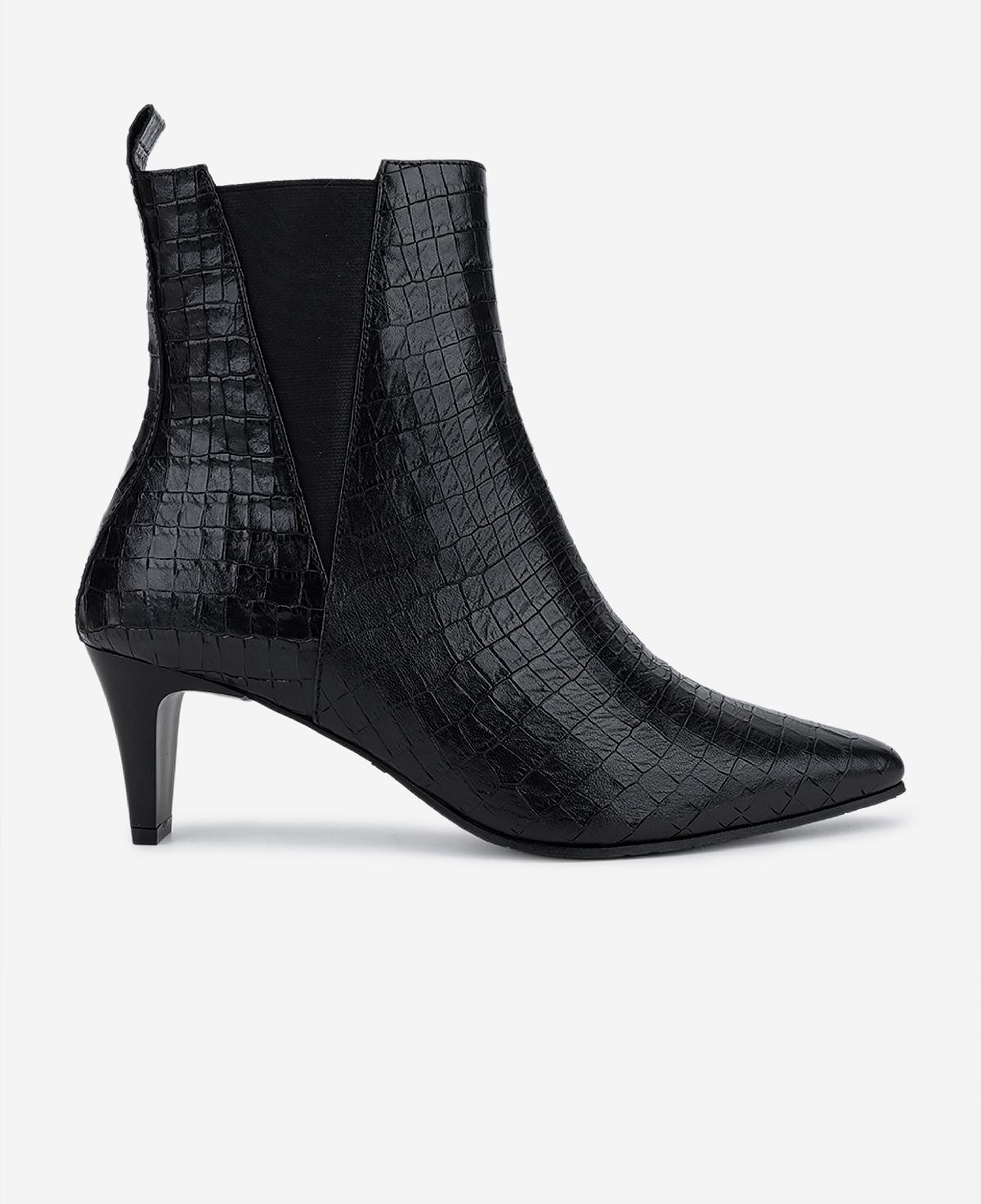 Valmenti Kadın Hakiki Deri Siyah Kroko Topuklu Bot