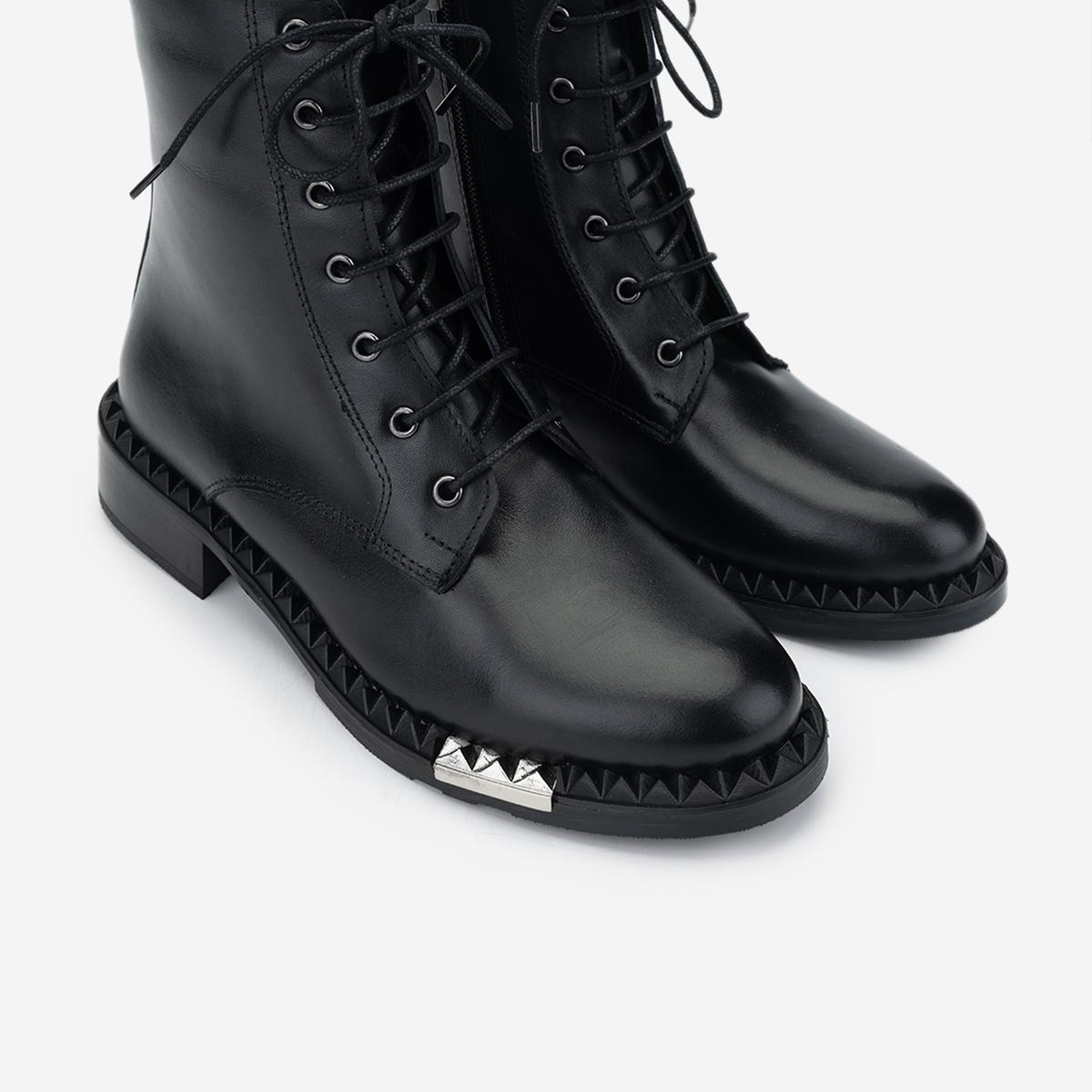 Valmenti Kadın Hakiki Deri Siyah Düz Bot