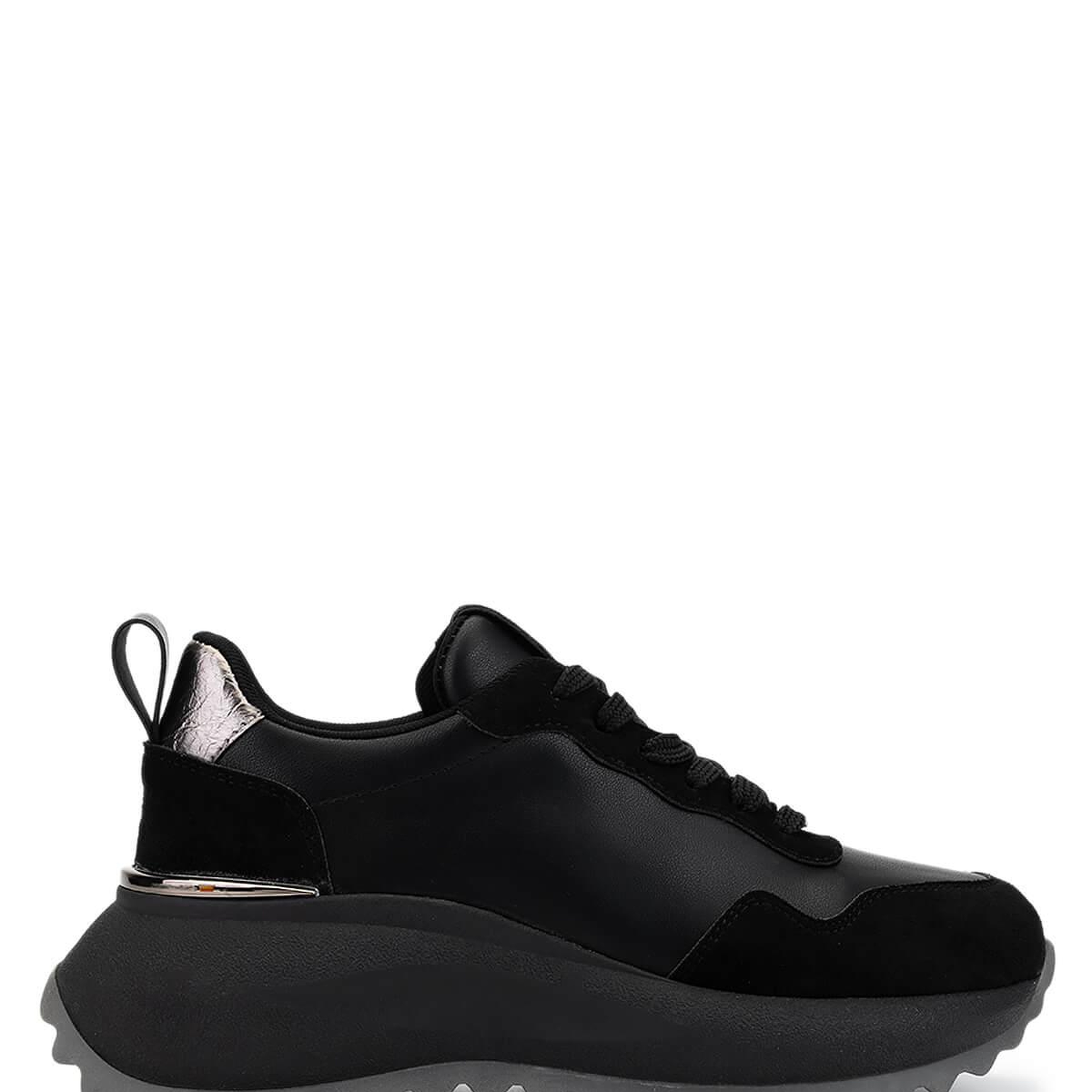 Tamer Tanca Kadın Suni Deri Siyah Süet/Antrasit Sneakers & Spor Ayakkabı