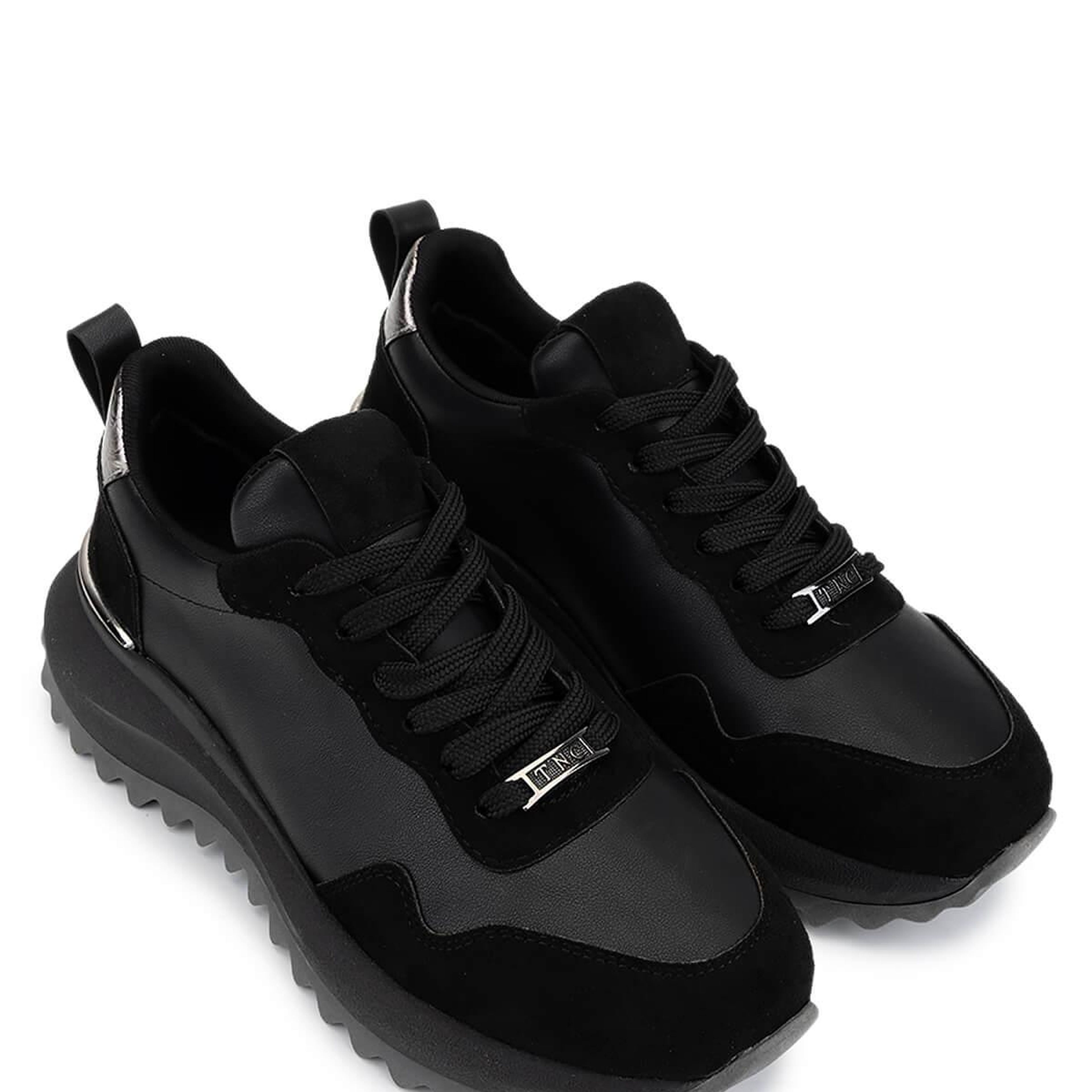 Tamer Tanca Kadın Suni Deri Siyah Süet/Antrasit Sneakers & Spor Ayakkabı