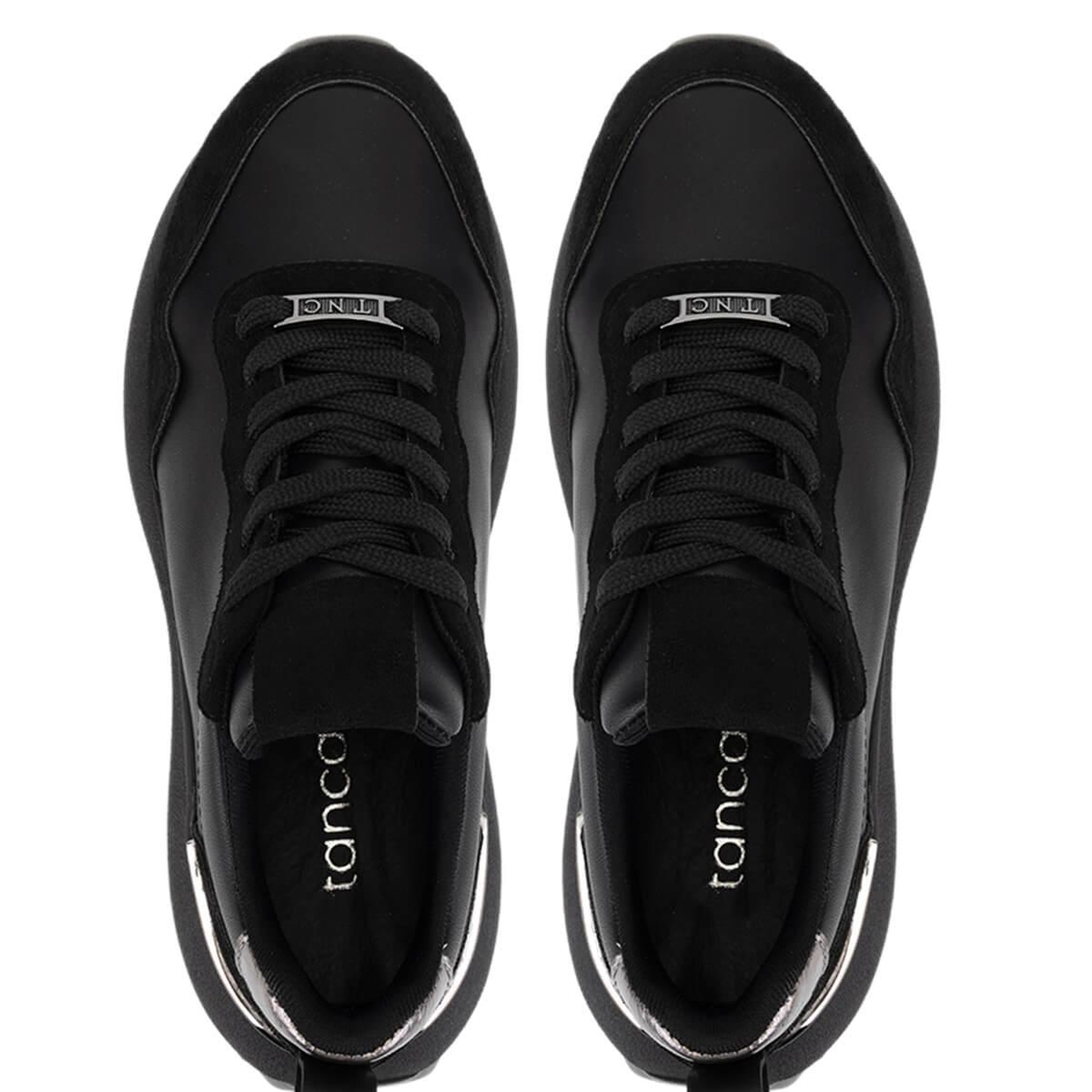 Tamer Tanca Kadın Suni Deri Siyah Süet/Antrasit Sneakers & Spor Ayakkabı