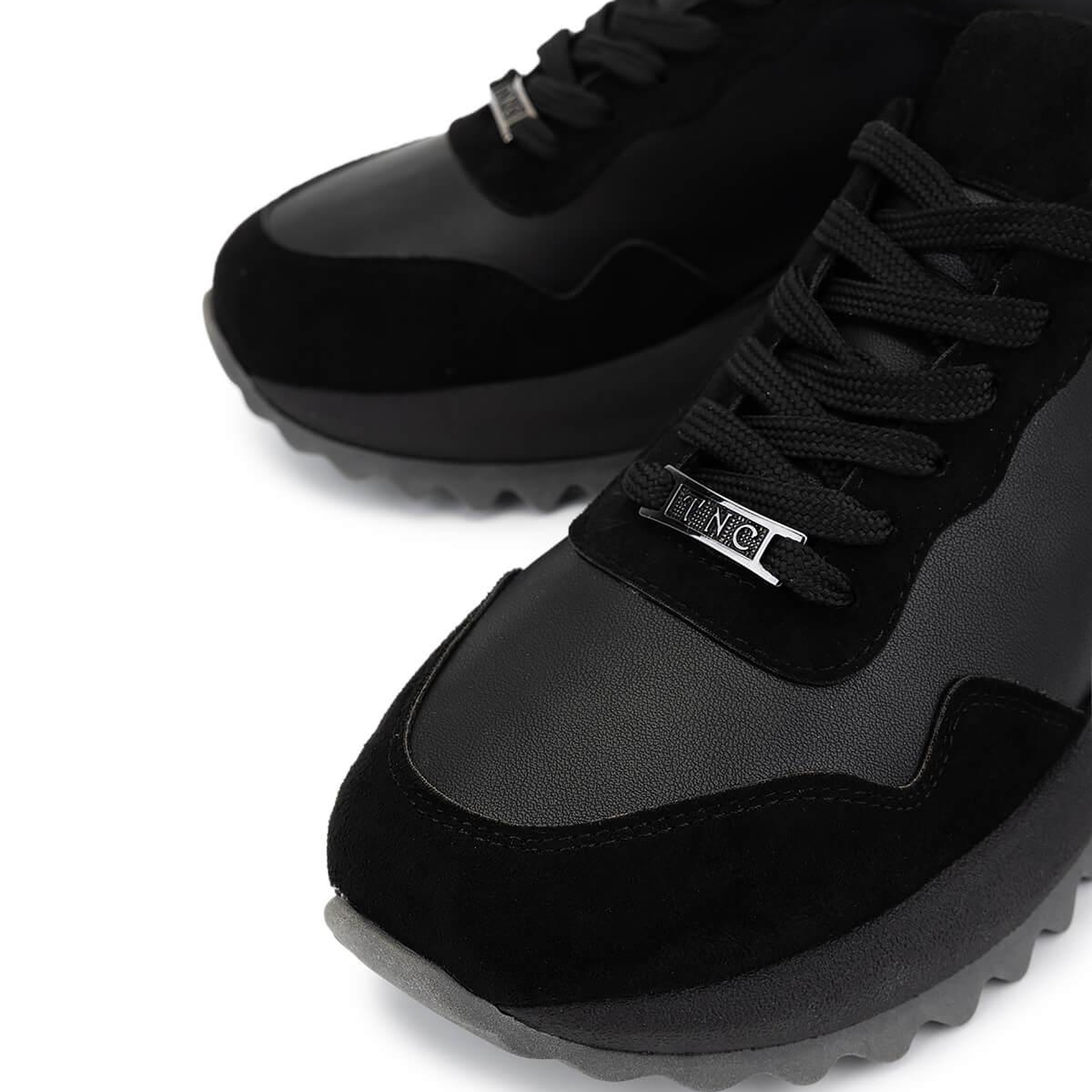 Tamer Tanca Kadın Suni Deri Siyah Süet/Antrasit Sneakers & Spor Ayakkabı