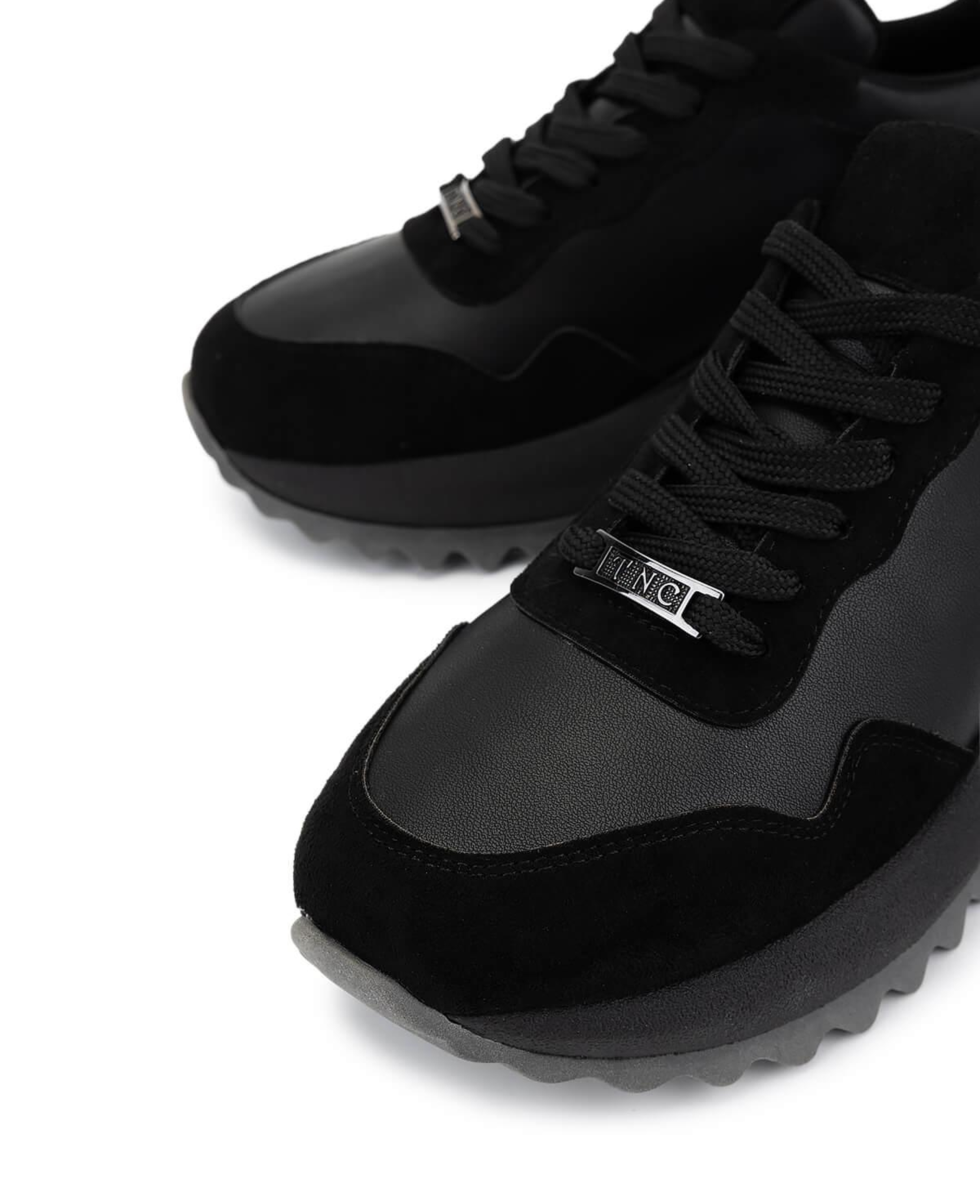 Tamer Tanca Kadın Suni Deri Siyah Süet/Antrasit Sneakers & Spor Ayakkabı