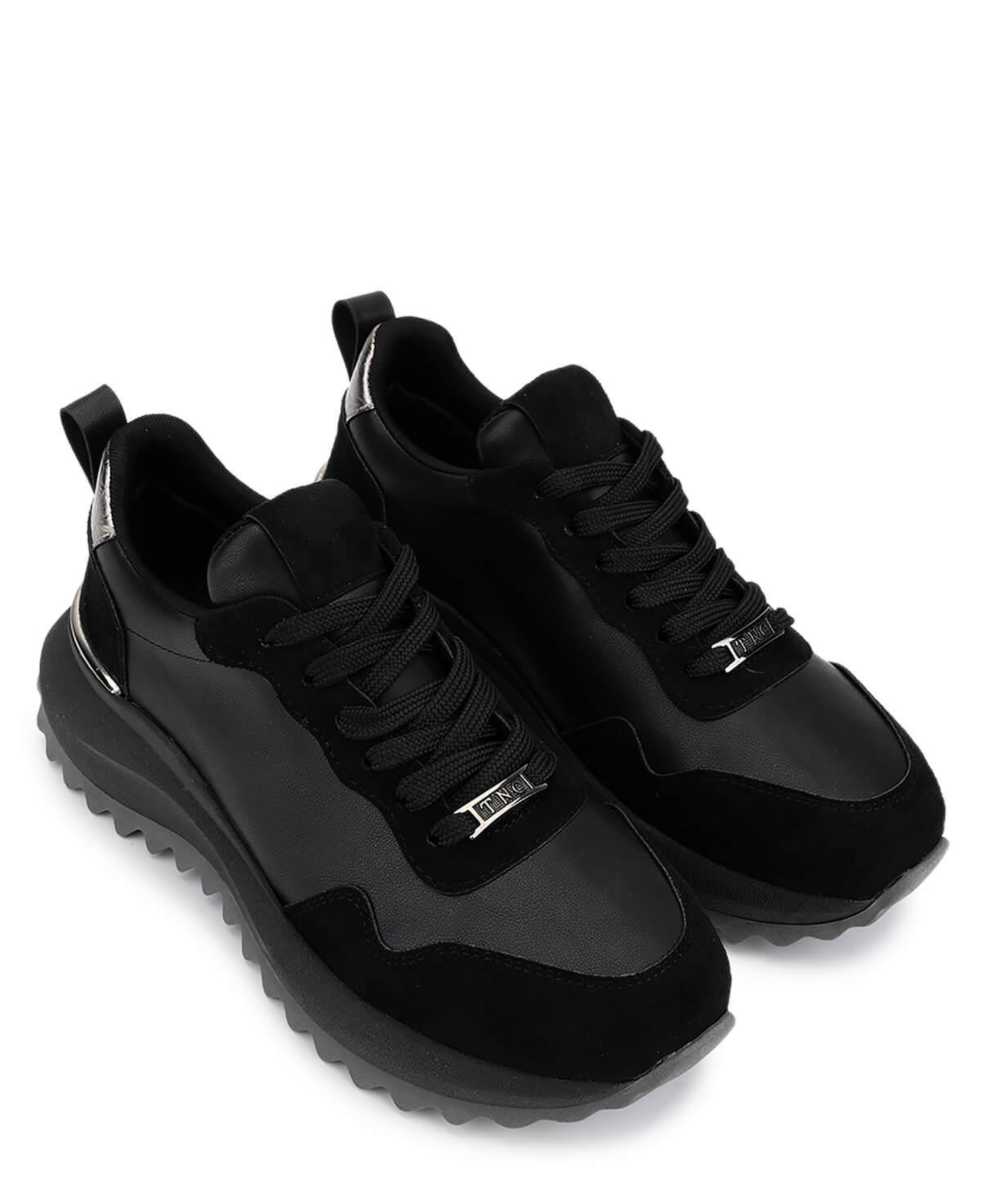 Tamer Tanca Kadın Suni Deri Siyah Süet/Antrasit Sneakers & Spor Ayakkabı