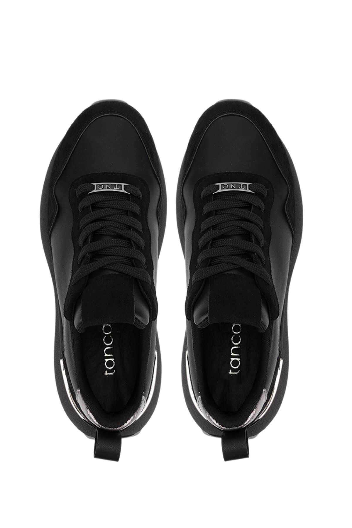 Tamer Tanca Kadın Suni Deri Siyah Süet/Antrasit Sneakers & Spor Ayakkabı