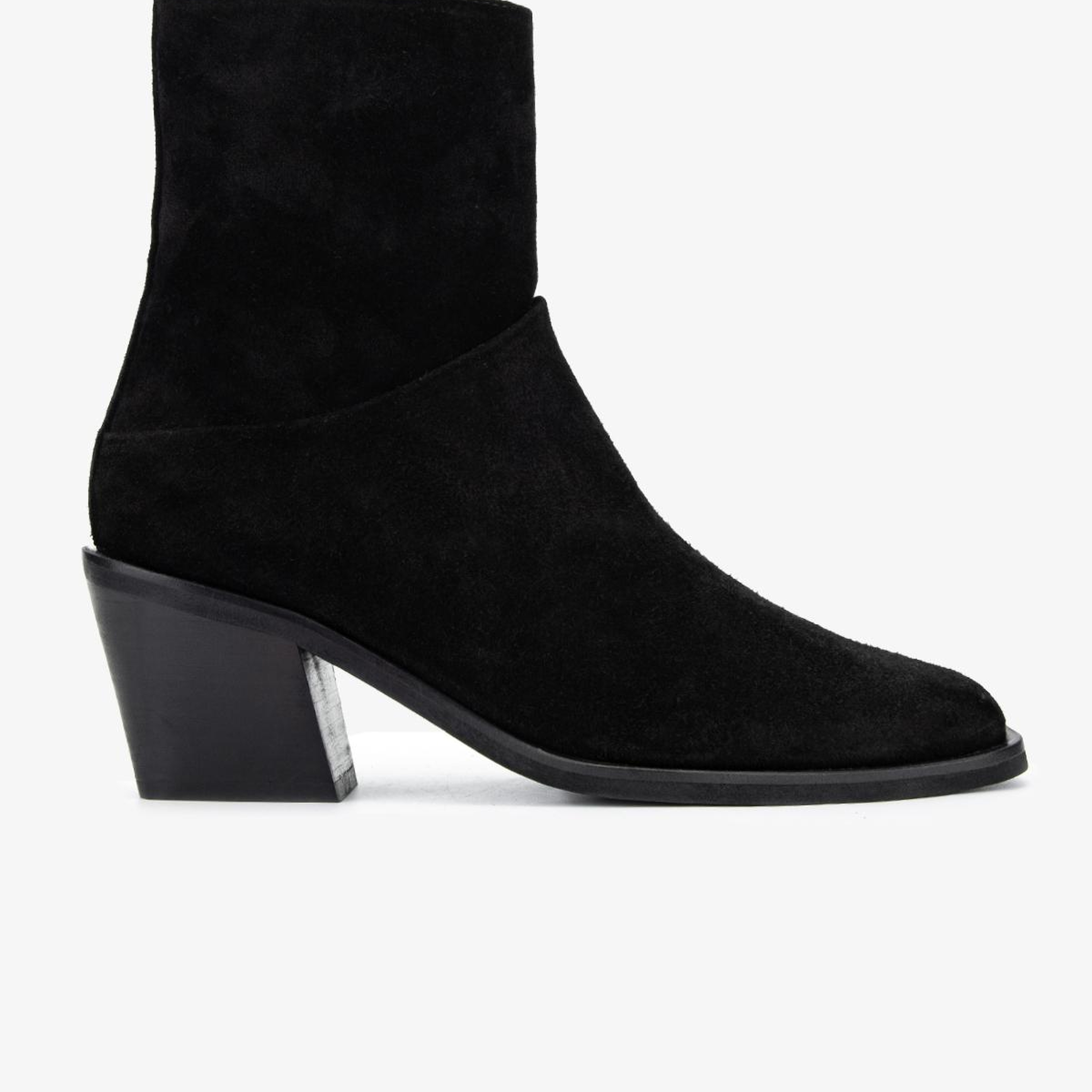 Valmenti Kadın Hakiki Deri Siyah Süet Topuklu Bot