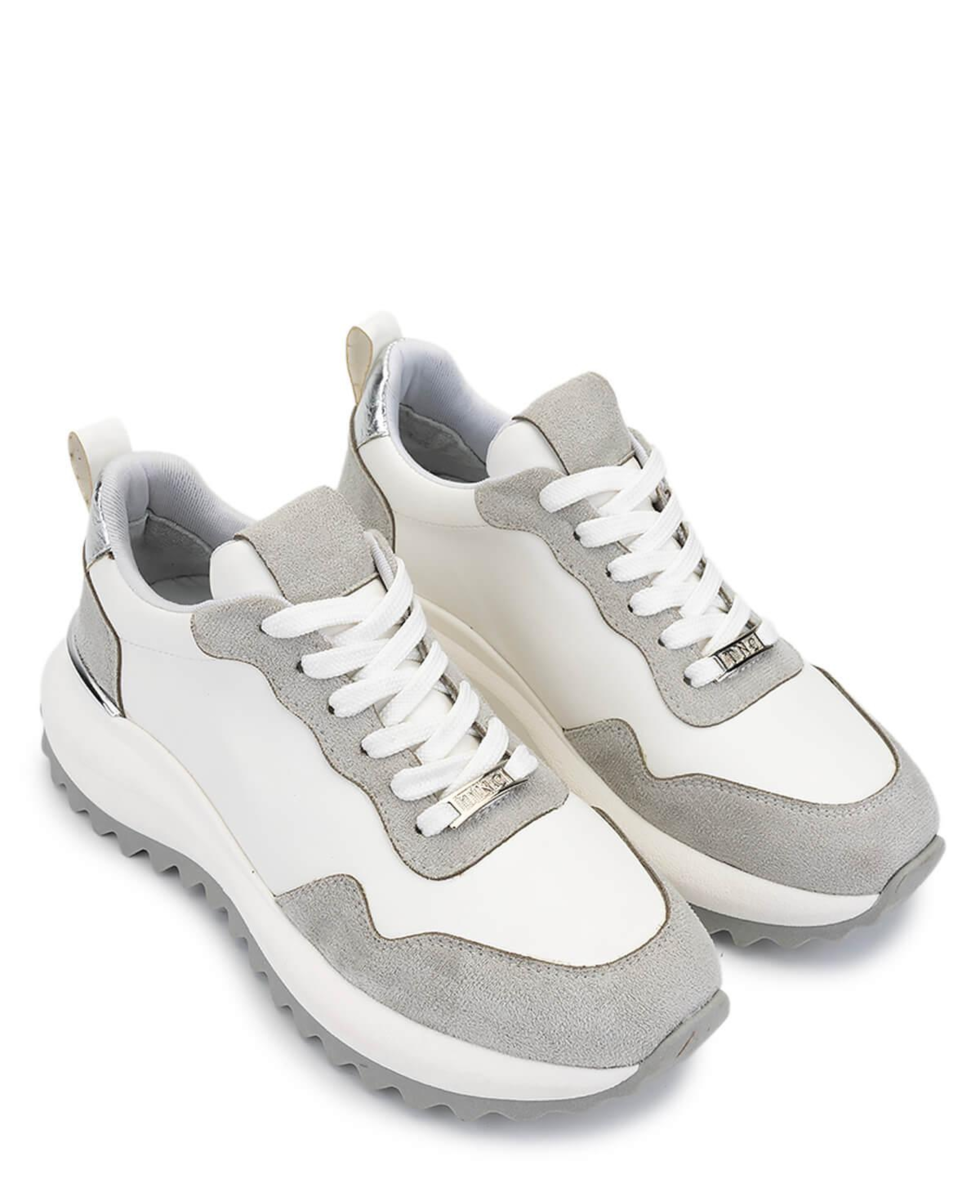 Tamer Tanca Kadın Suni Deri Beyaz/Gri/Lame Sneakers & Spor Ayakkabı