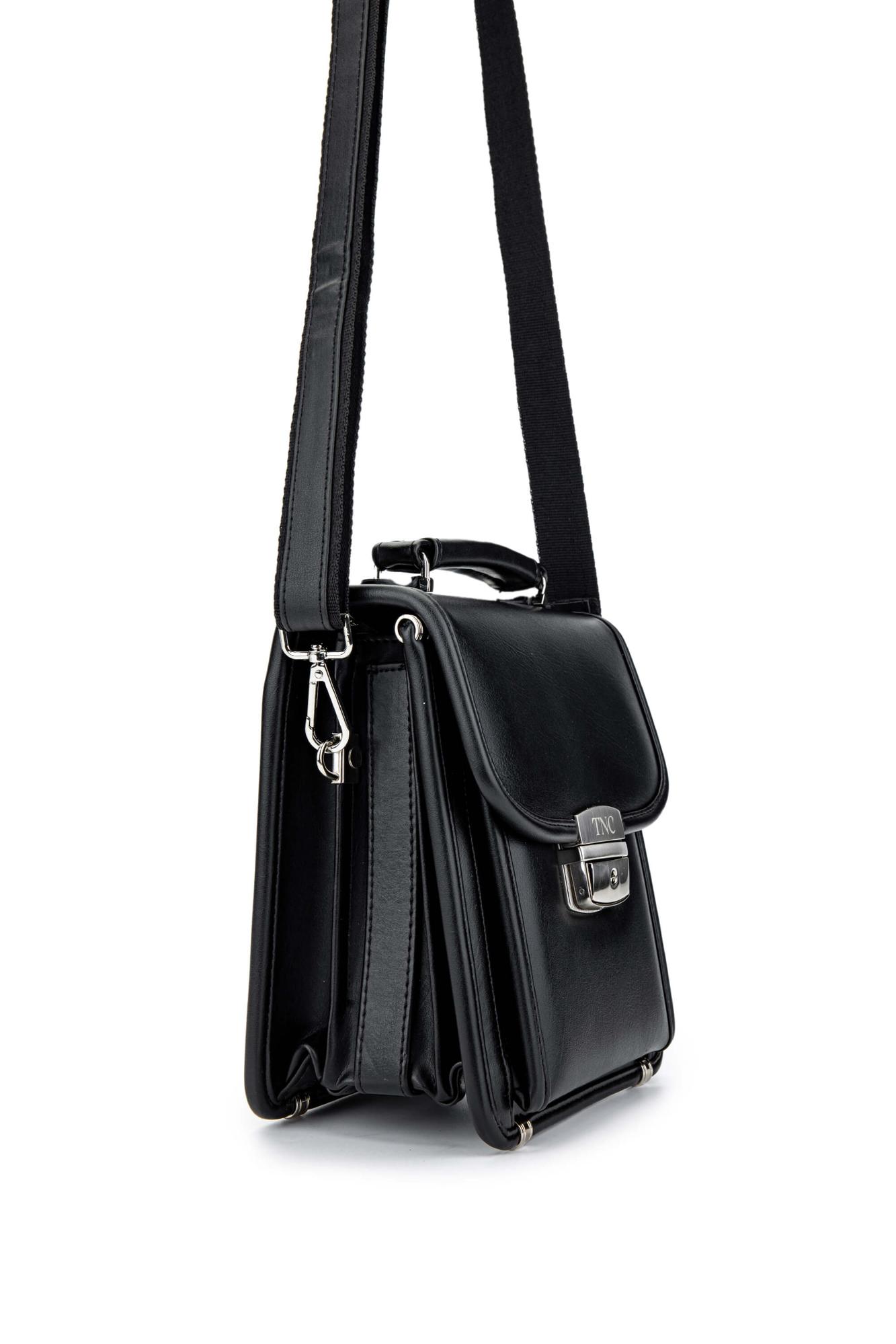 Tamer Tanca Erkek Vegan Siyah Postacı Çantası