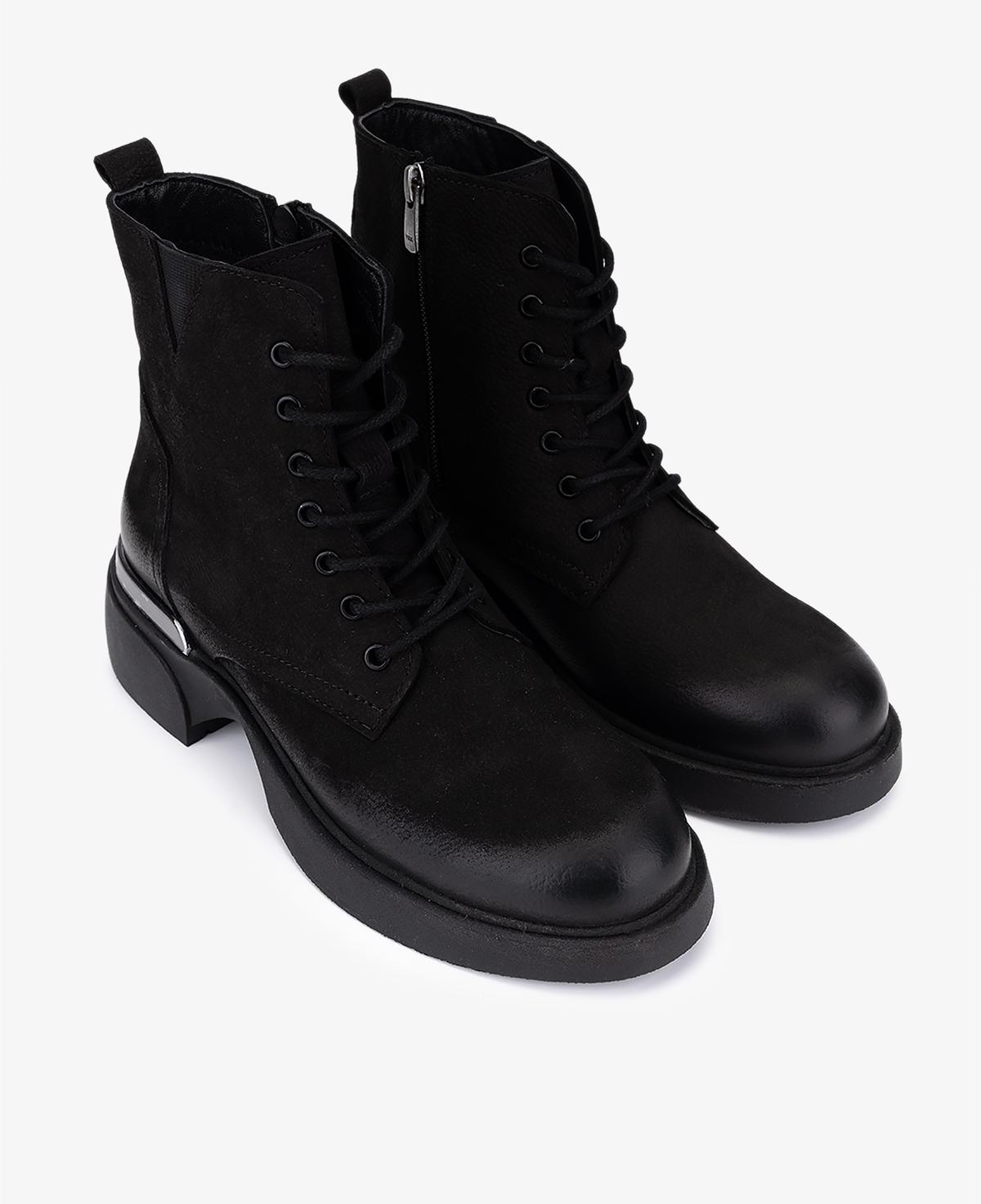 Valmenti Kadın Hakiki Deri Siyah Nubuk Düz Bot