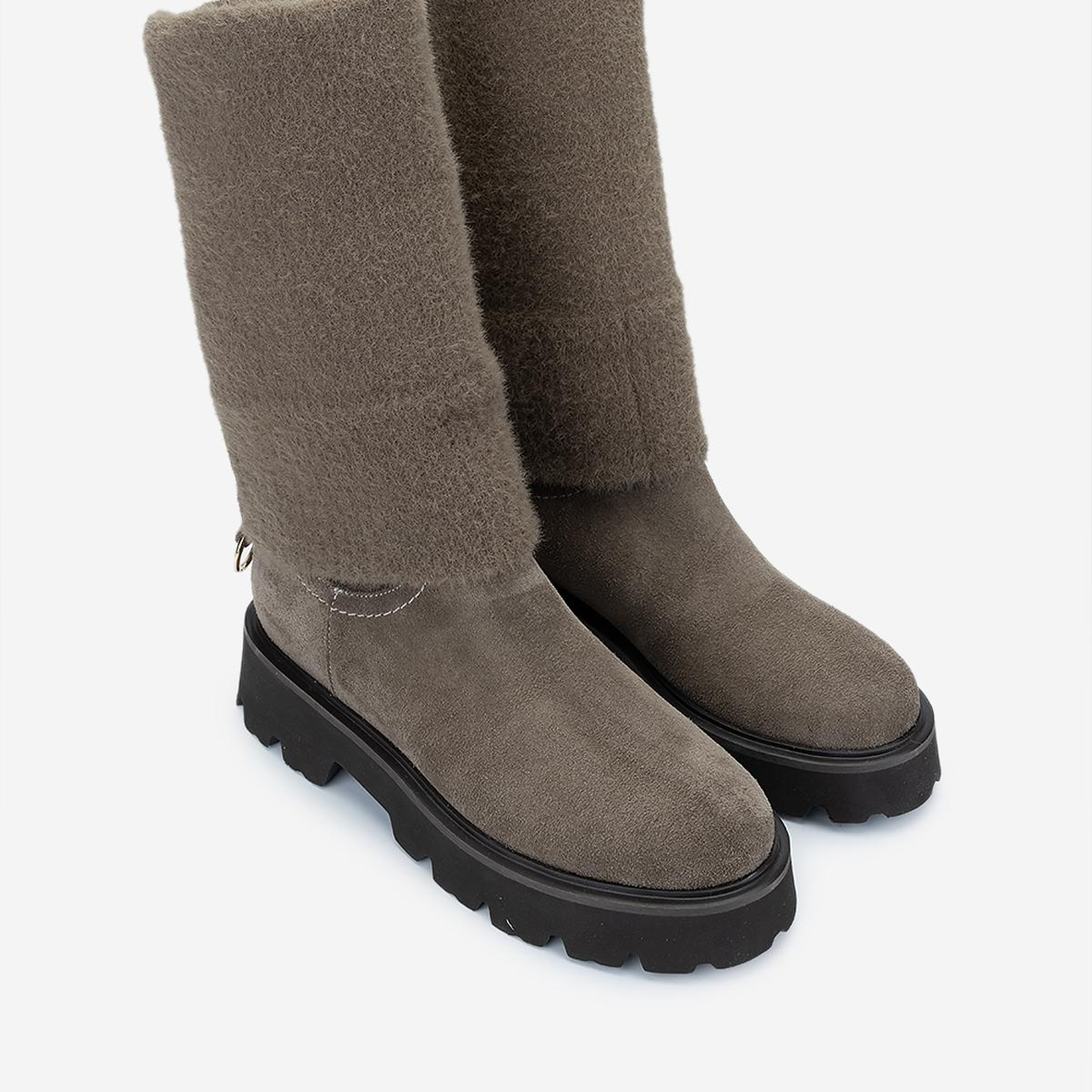 Valmenti Kadın Hakiki Deri Vizon Süet Düz Bot