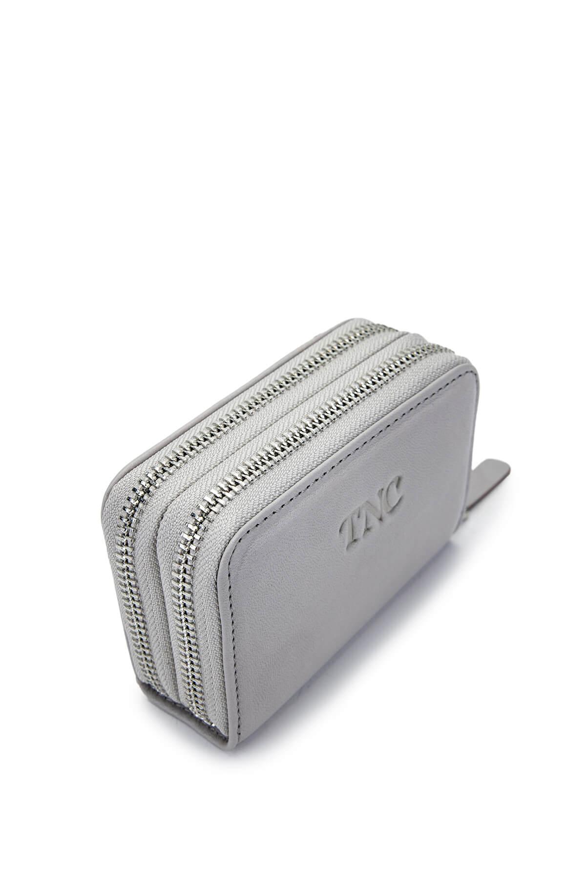 Tamer Tanca Unisex Hakiki Deri Gri Cüzdan Cuzdan