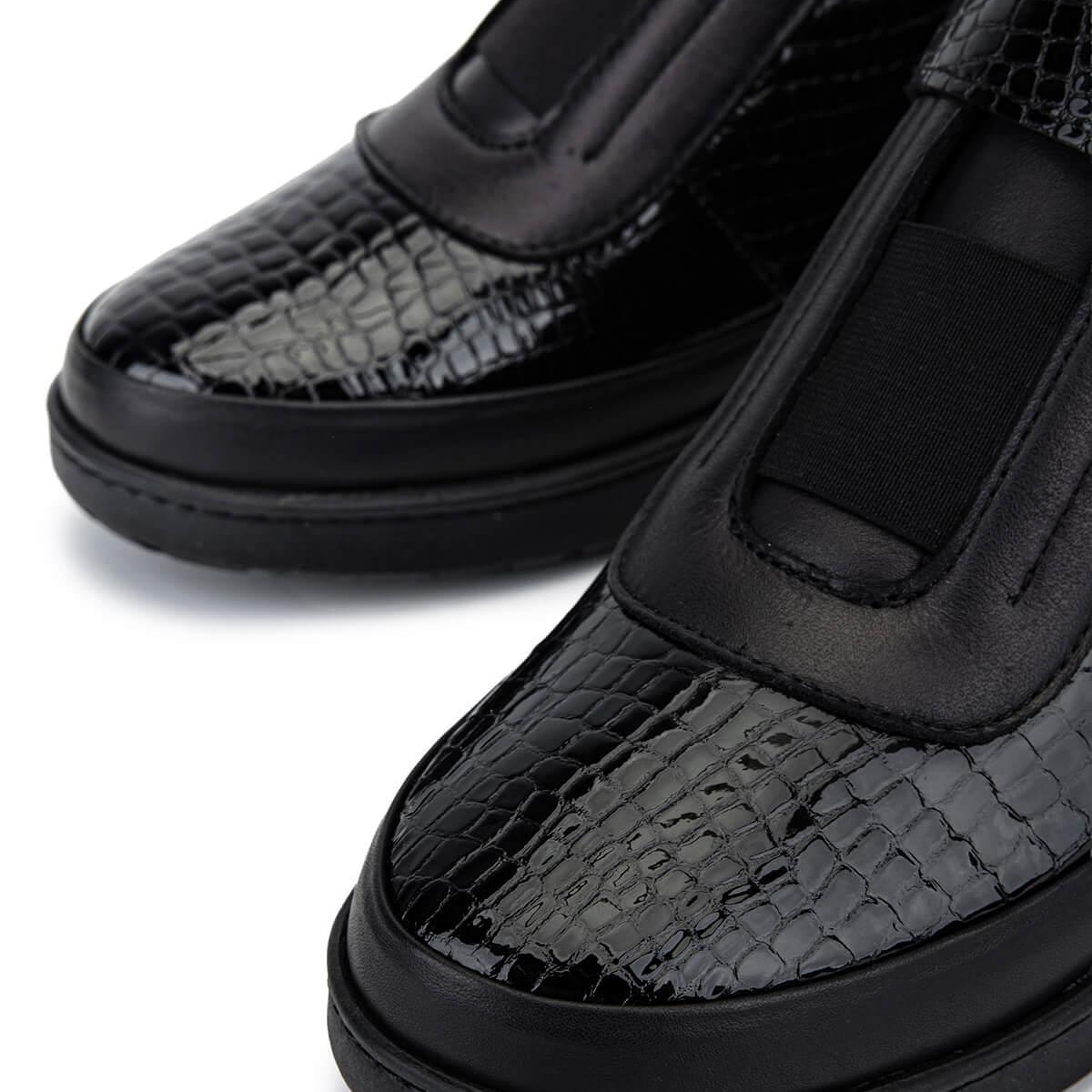 Tamer Tanca Kadın Hakiki Deri Siyah Rugan Kroko Bot