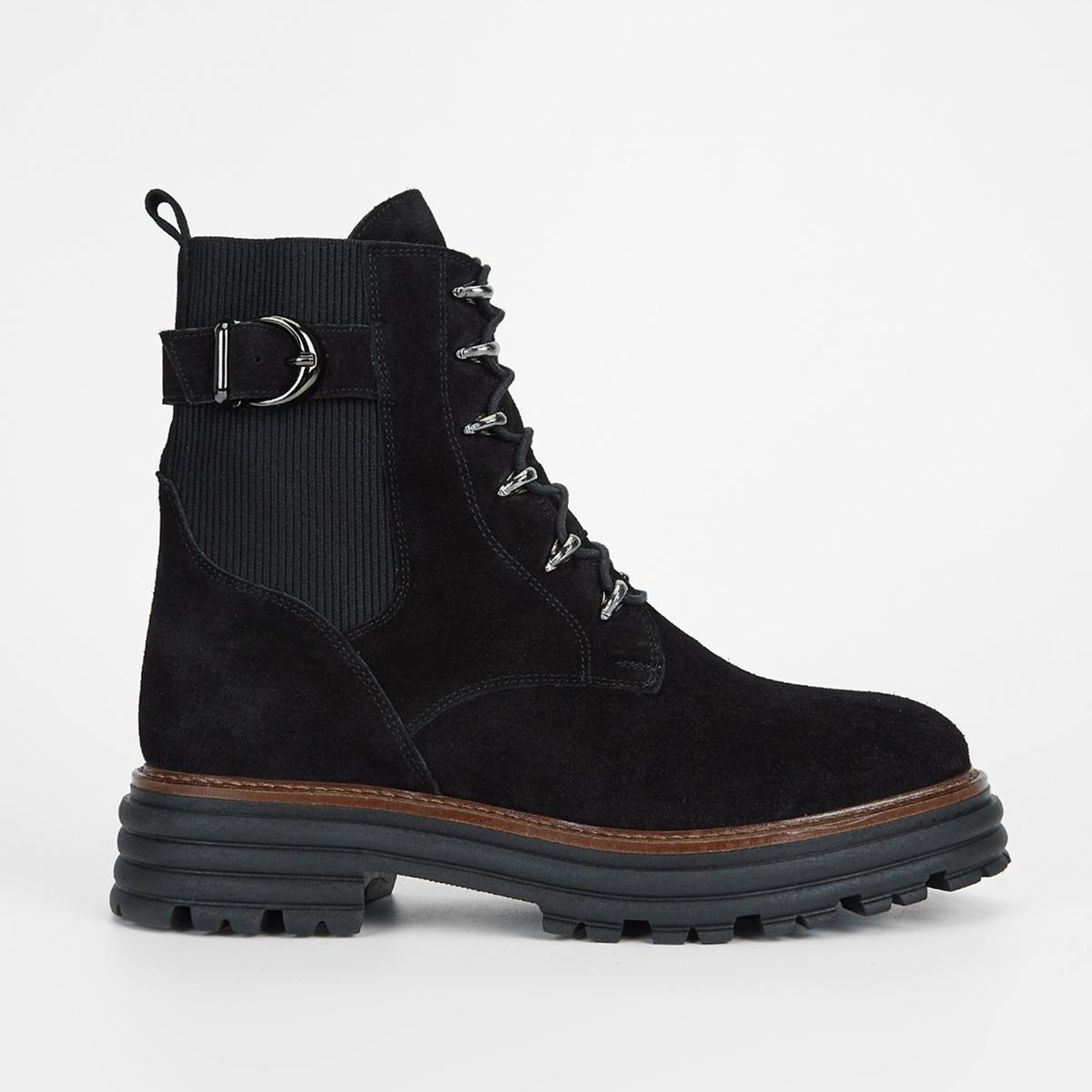 Valmenti Kadın Hakiki Deri Siyah Süet Düz Bot