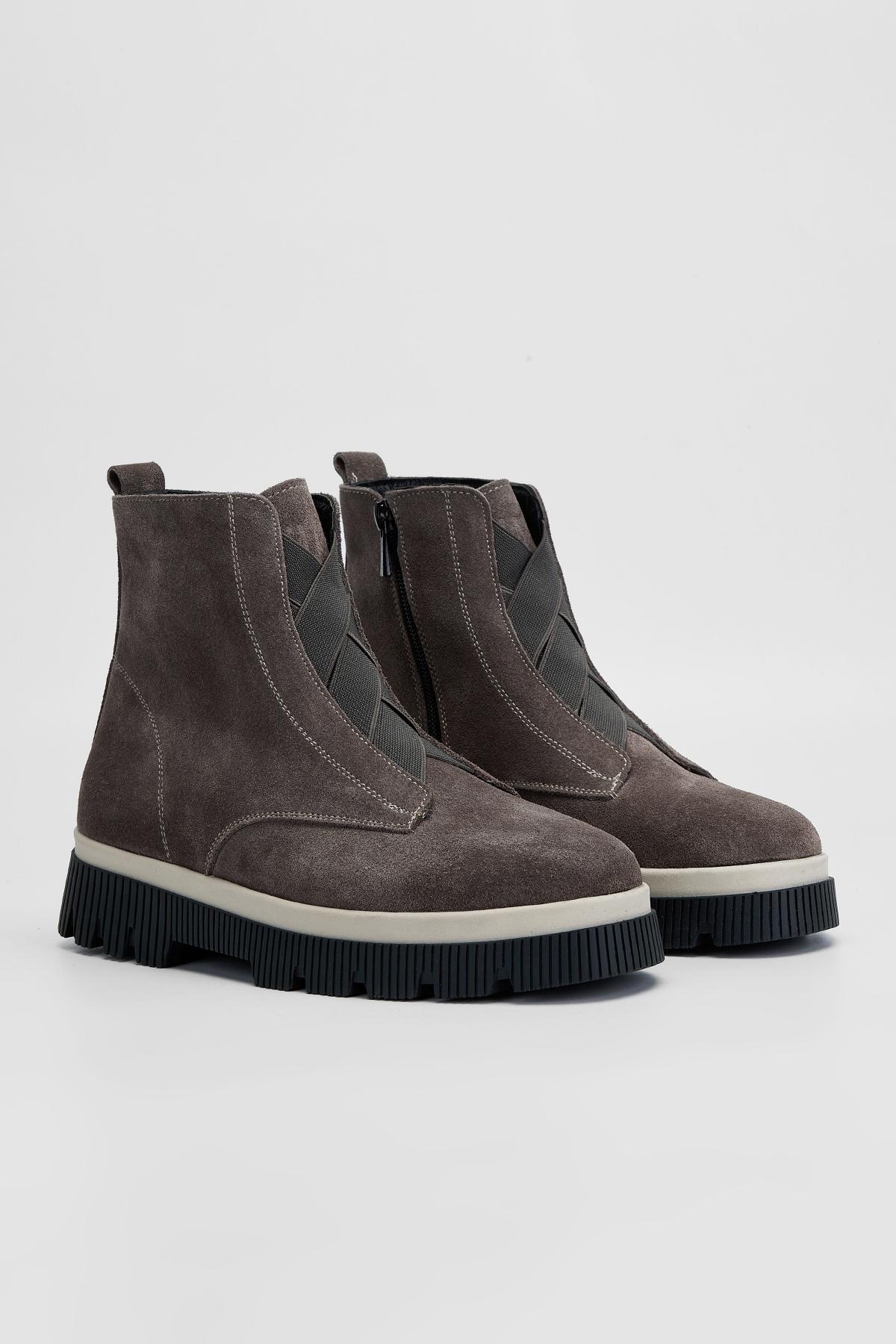 Valmenti Kadın Hakiki Deri Vizon Süet Düz Bot