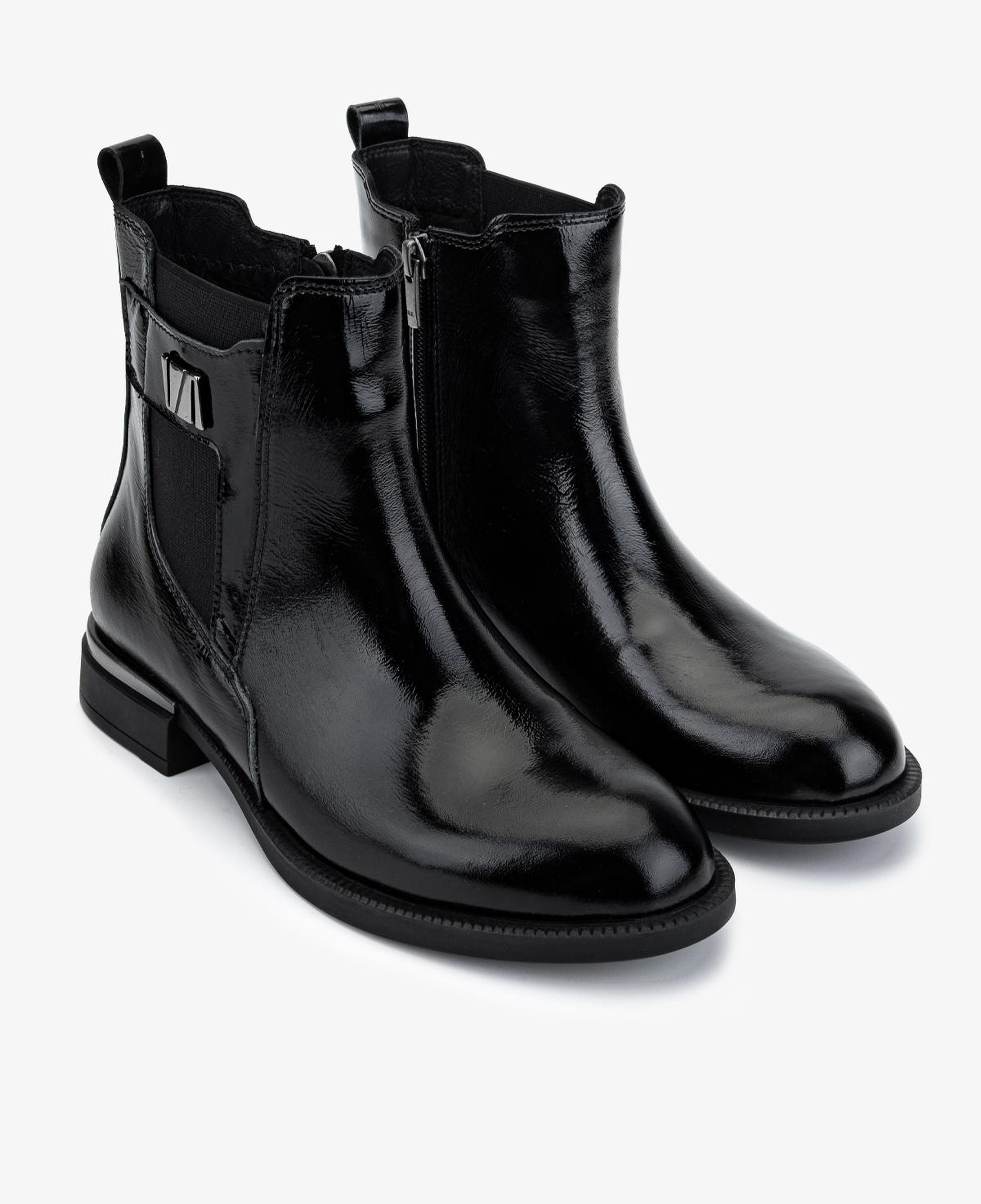 Valmenti Kadın Deri & Tekstil Siyah Rugan Düz Bot