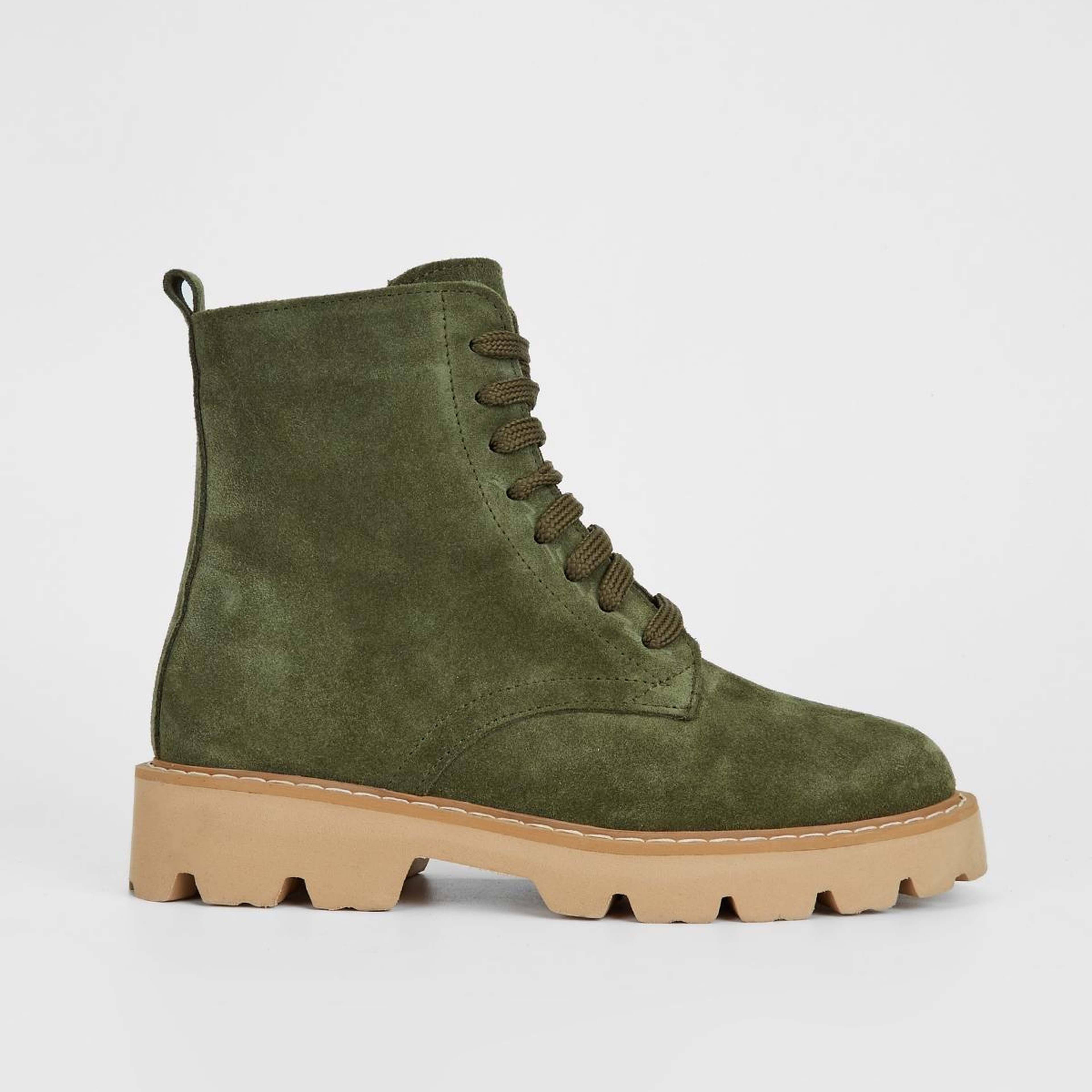 Valmenti Kadın Hakiki Deri Haki Süet Düz Bot