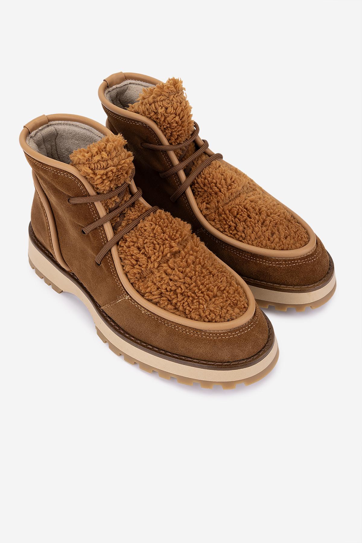 Valmenti Kadın Hakiki Deri Taba Süet Düz Bot