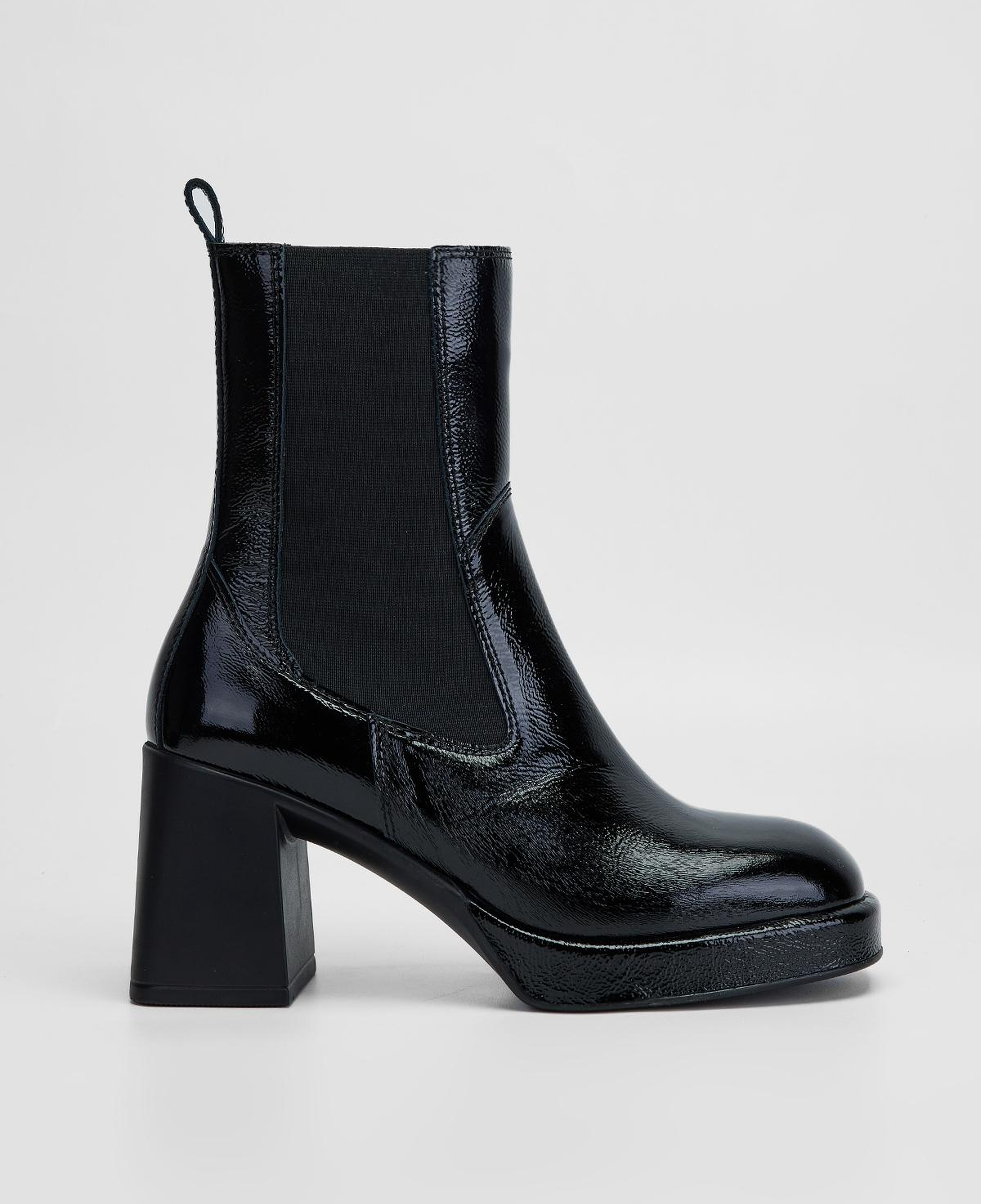 Valmenti Kadın Hakiki Deri Siyah Rugan Topuklu Bot