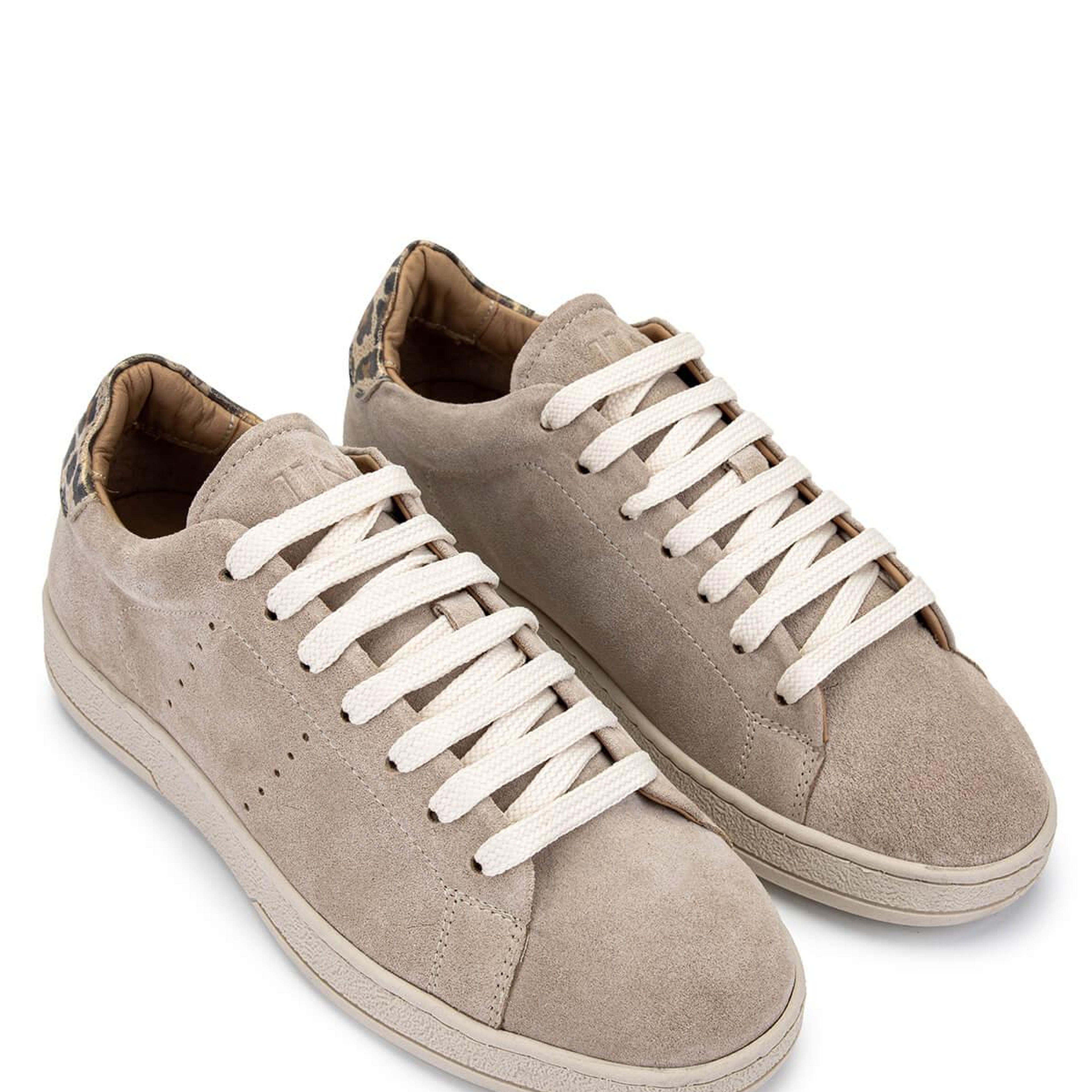 Tamer Tanca Kadın Hakiki Deri Bej Süet/Leopar Sneakers & Spor Ayakkabı