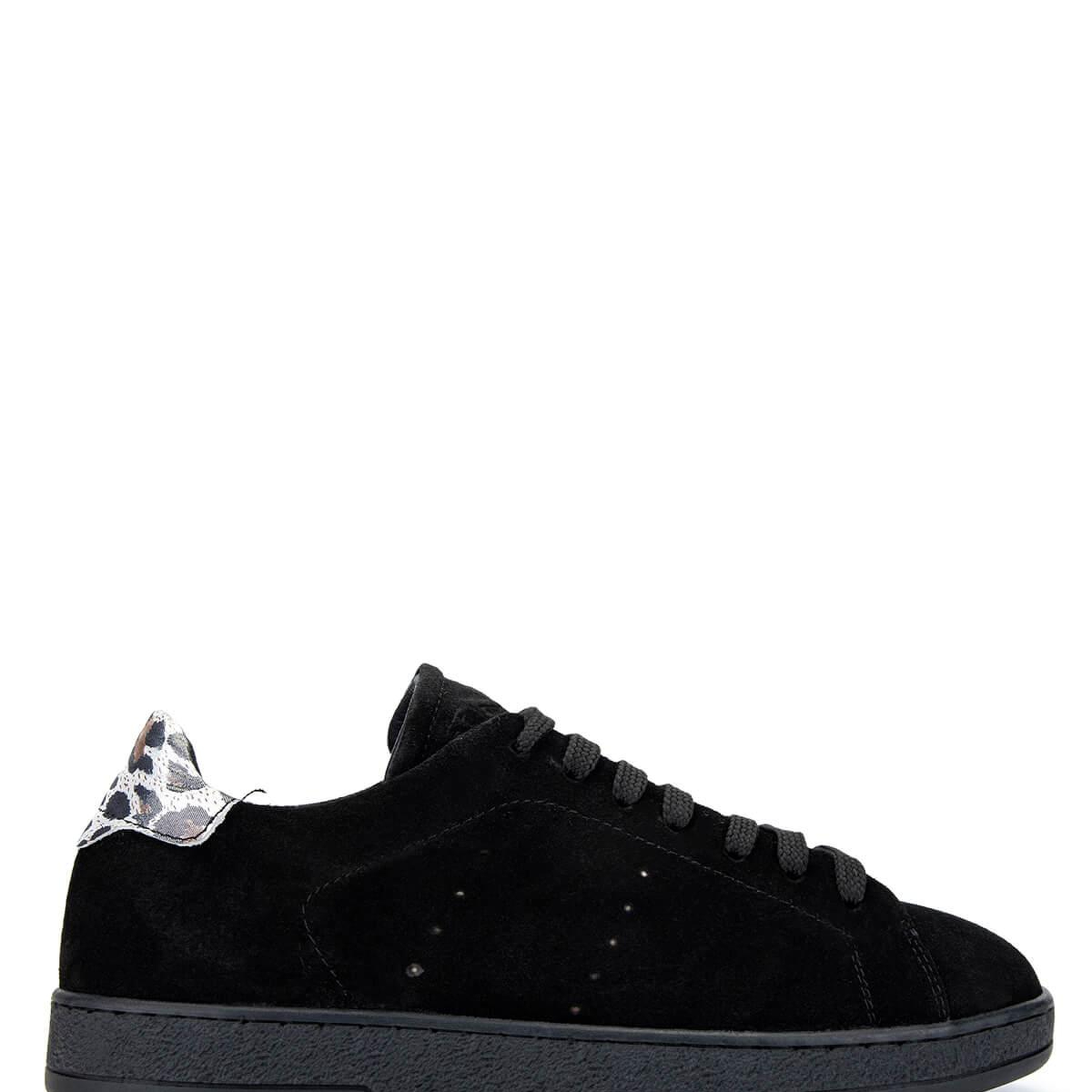 Tamer Tanca Kadın Hakiki Deri Siyah Süet/Siyah Beyaz Leopar Sneakers & Spor Ayakkabı