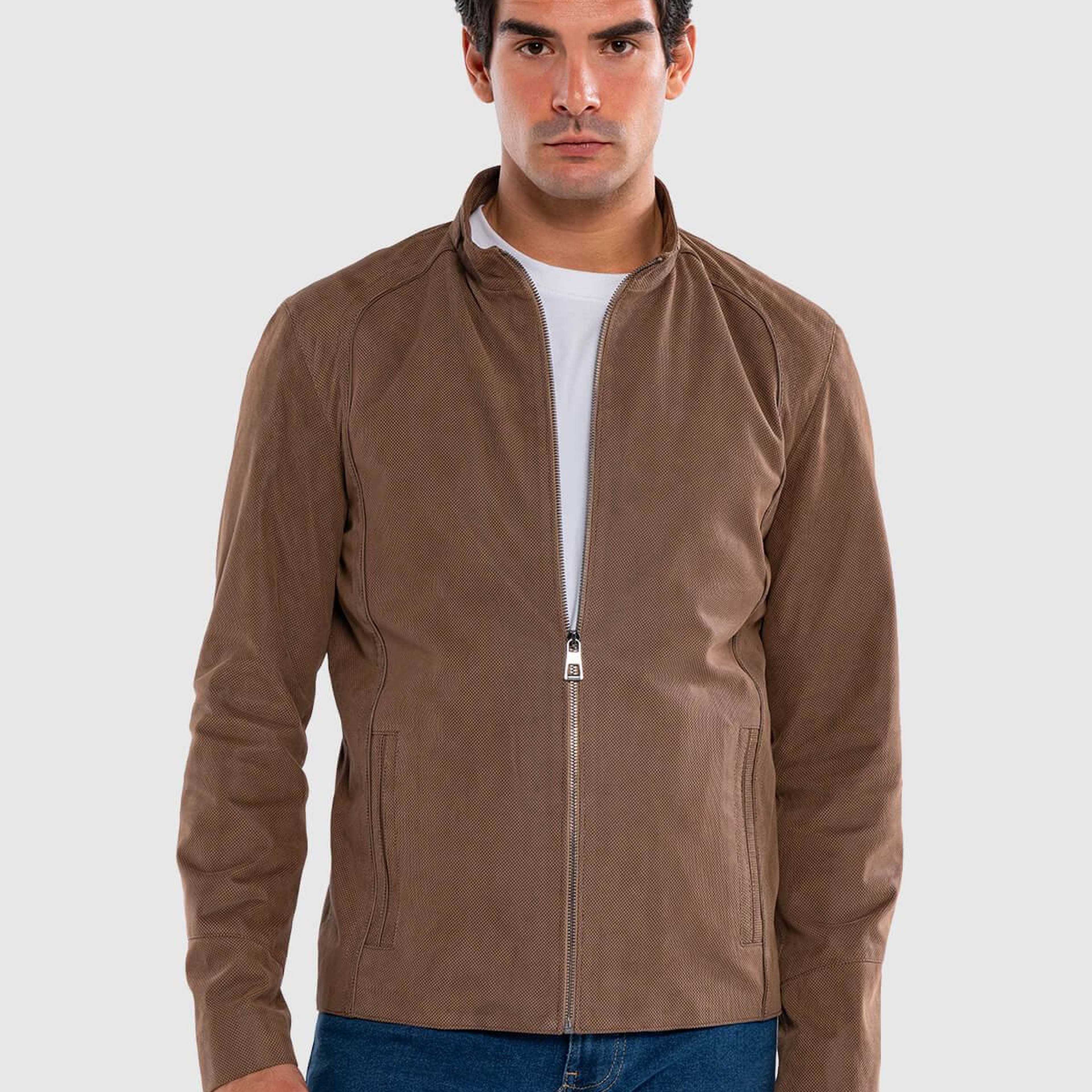 Tamer Tanca Erkek Hakiki Deri Vizon Baskı Deri Mont