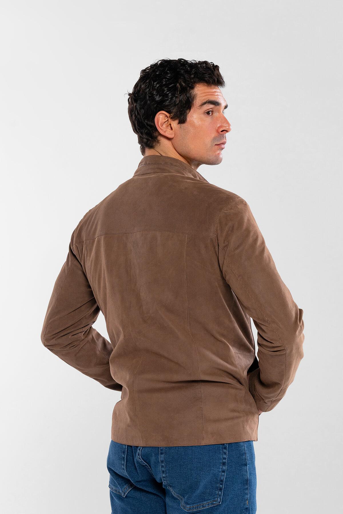 Tamer Tanca Erkek Hakiki Deri Vizon Baskı Deri Mont