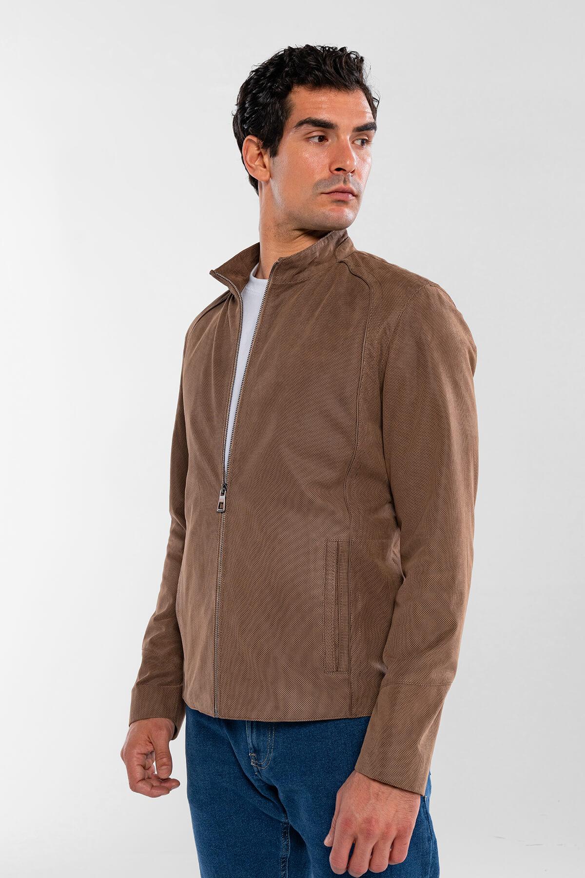 Tamer Tanca Erkek Hakiki Deri Vizon Baskı Deri Mont