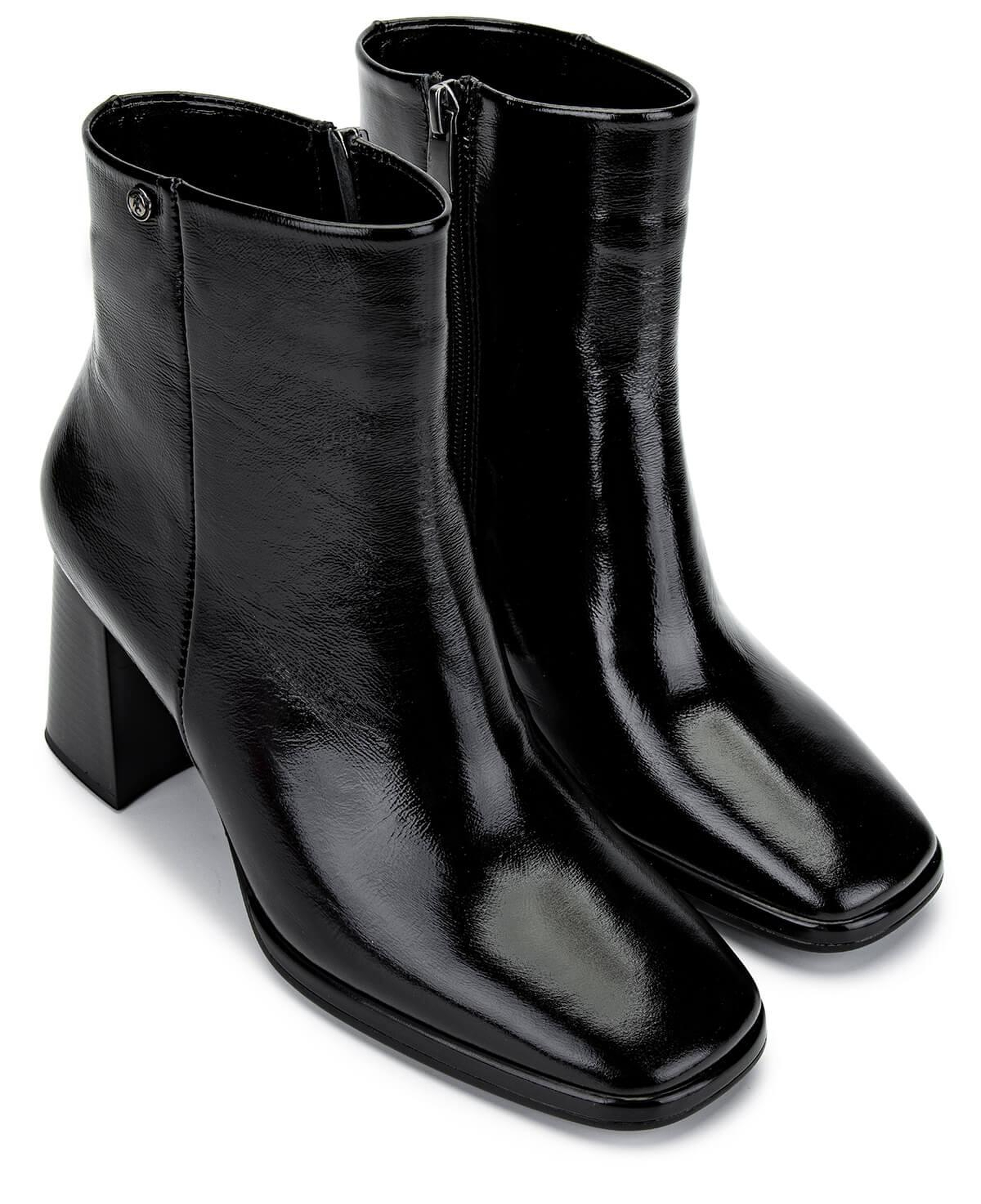 Tamer Tanca Kadın Hakiki Deri Siyah Rugan Topuklu Bot