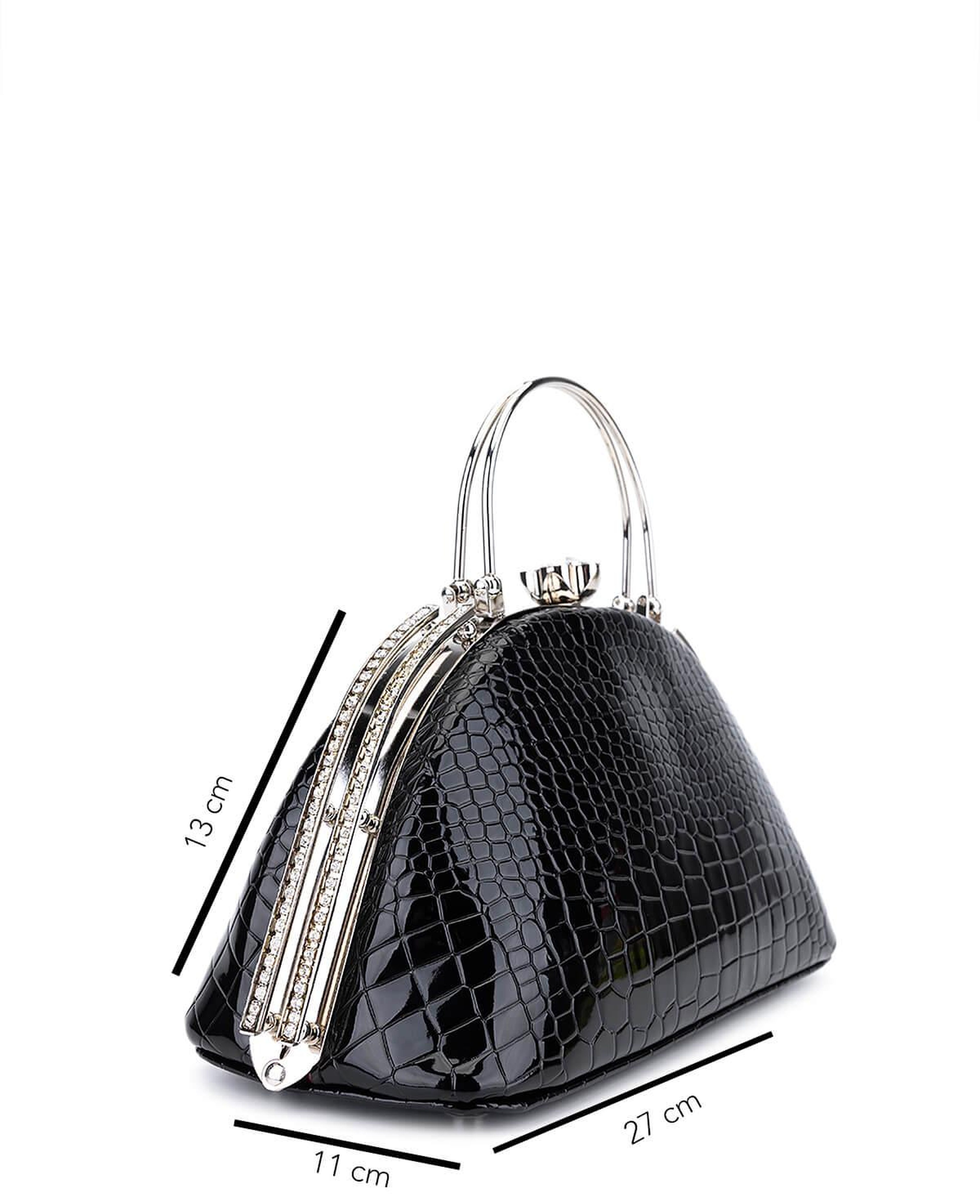 Tamer Tanca Kadın Suni Deri Siyah Rugan Abiye Çanta